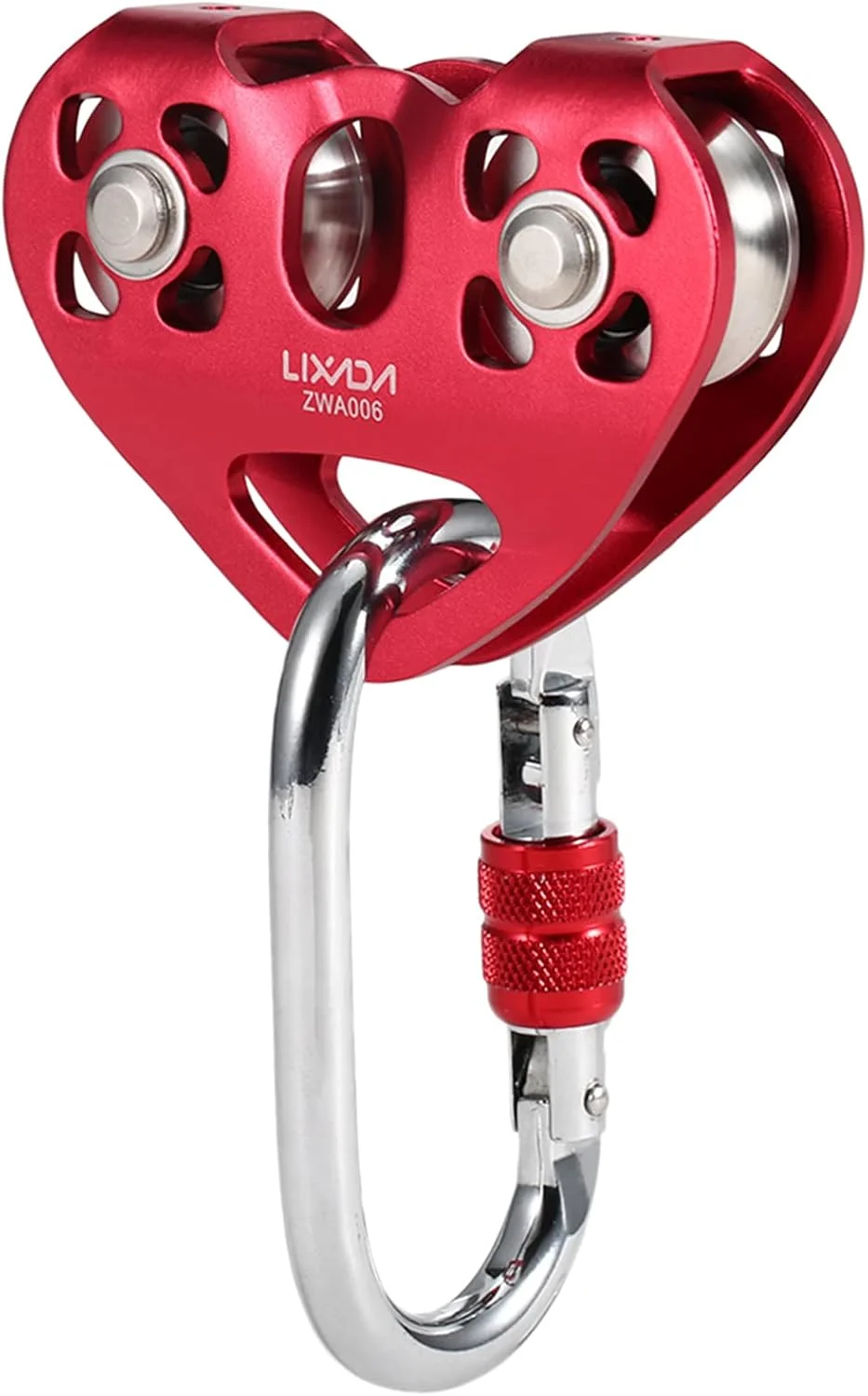 قرقره ترولی کابل 30kN Rokie، قرقره دوبل به همراه کارابین قفل پیچی 25kN برای صخره نوردی، غارنوردی، کار در ارتفاع و نجات