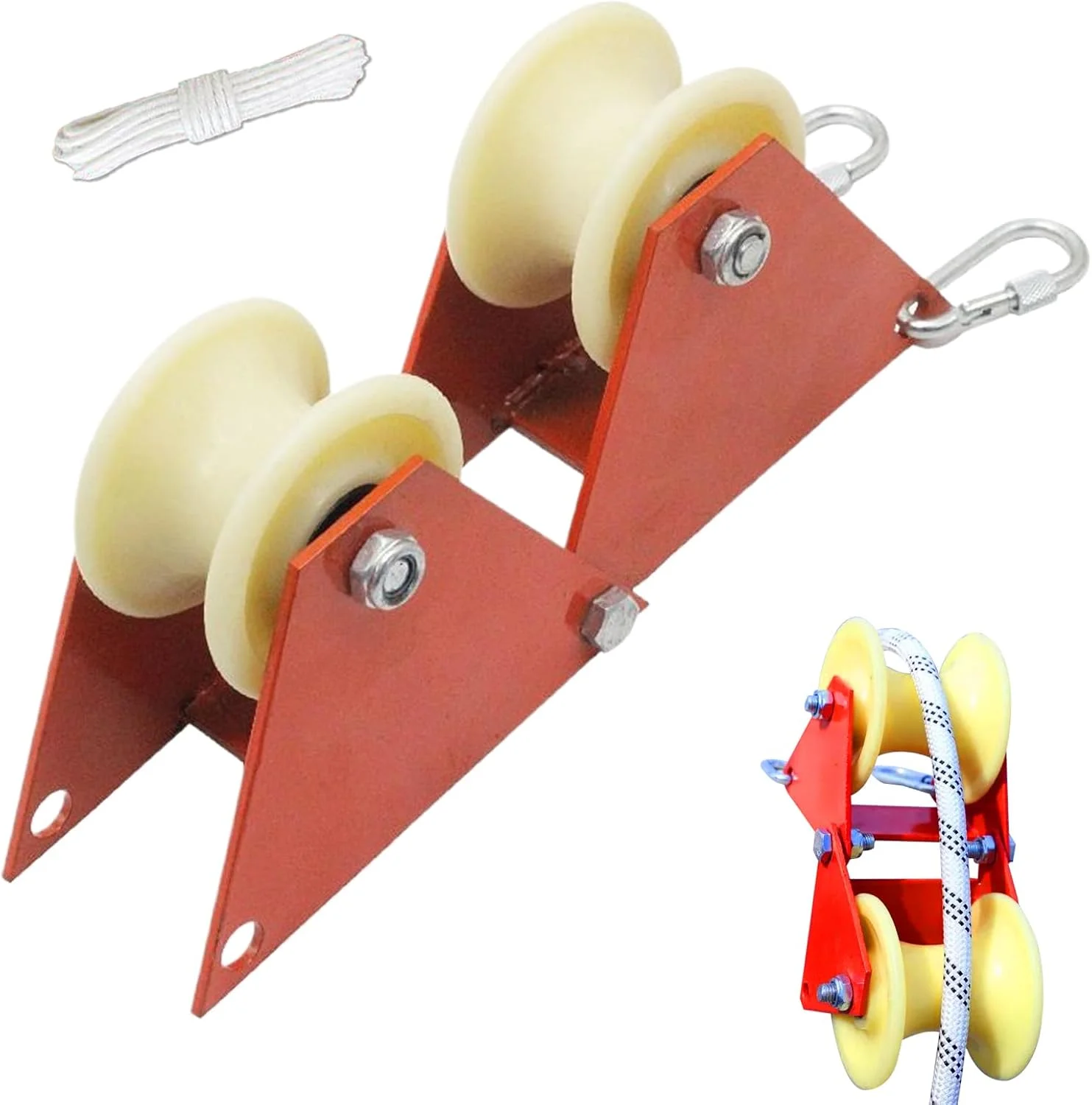 قرقره ایمنی جمع شونده طناب، قرقره راهنمای محافظ بالابر طناب اسلینگ - تجهیزات جمع شونده طناب با صرفه جویی در کار برای بهبود خانه، دکوراسیون منزل، فعالیت های خارج از منزل، ساخت صحنه