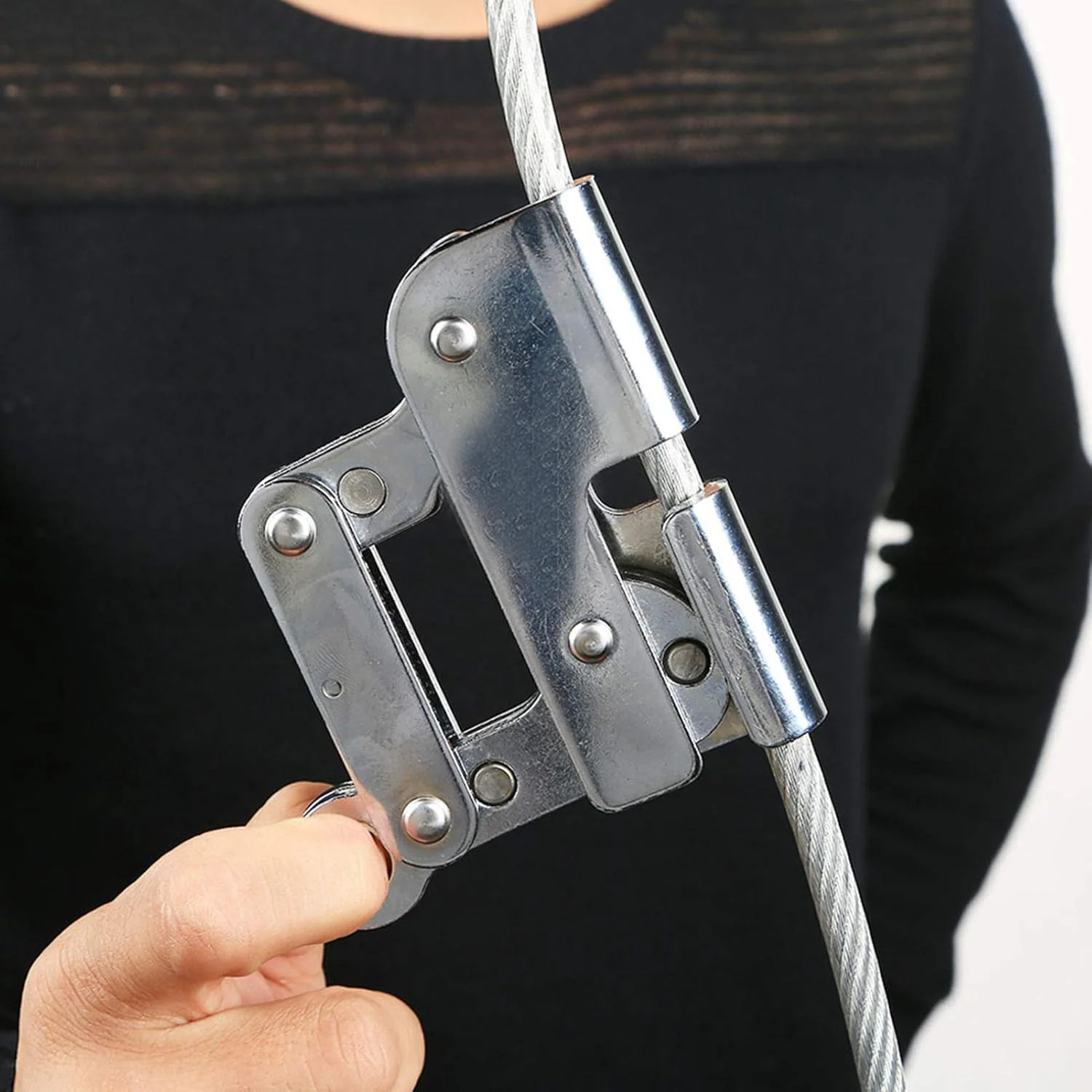 ابزار فرود طناب بادوام RIZGHWOY، گیره طناب ضد لغزش برای نجات آتش نشانی، عملیات در ارتفاع بالا، جنس آلیاژ فولاد مقاوم (نقطه آویز سوراخ گرد)