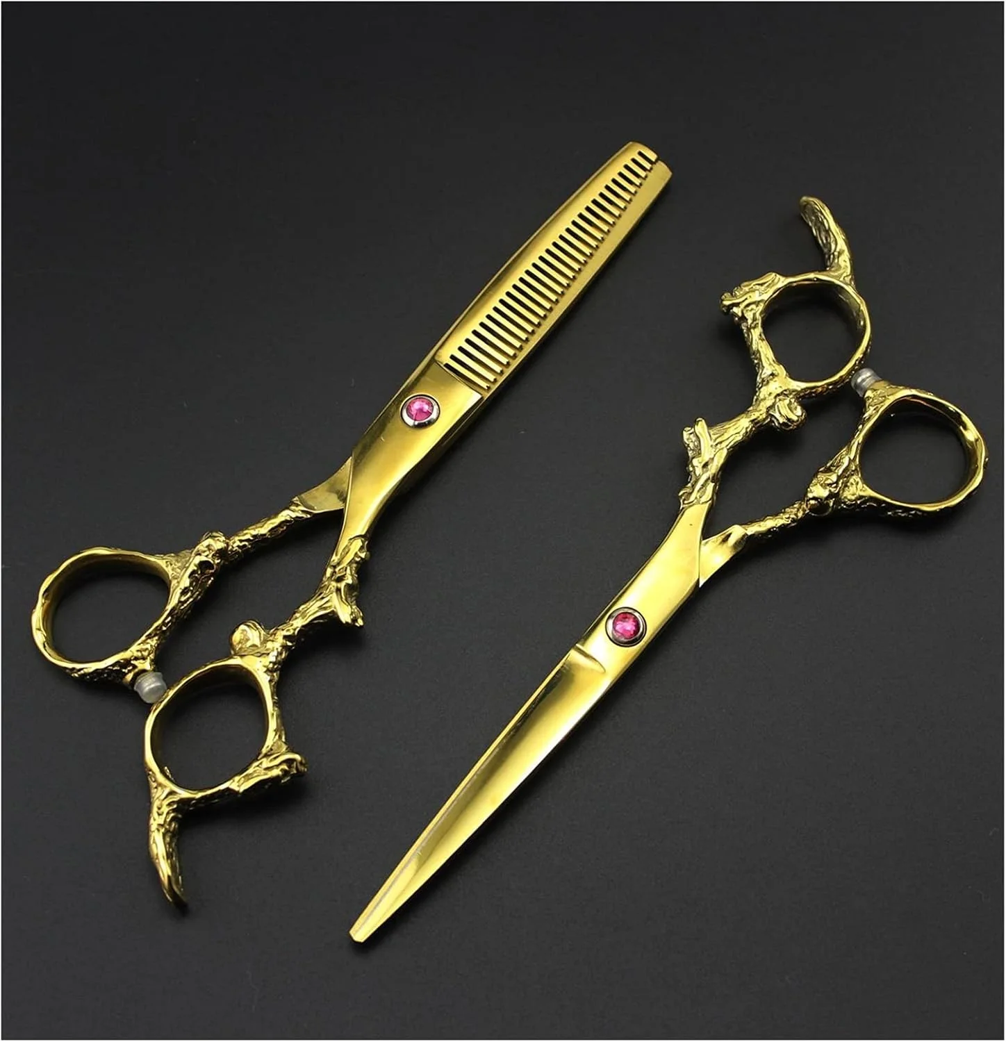 قیچی آرایشگری FURLOU، ست قیچی آرایشگری طلایی 6 اینچی، قیچی آرایشگری و قیچی پیتاژ، دسته اژدها، قیچی آرایشگری تزئینی (رنگ: فقط پیتاژ) قیچی آرایشگری FURLOU، ست قیچی آرایشگری طلایی 6 اینچی، قیچی آرایشگری و قیچی پیتاژ، دسته اژدها، قیچی آرایشگری تزئینی (رنگ: فقط پیتاژ)