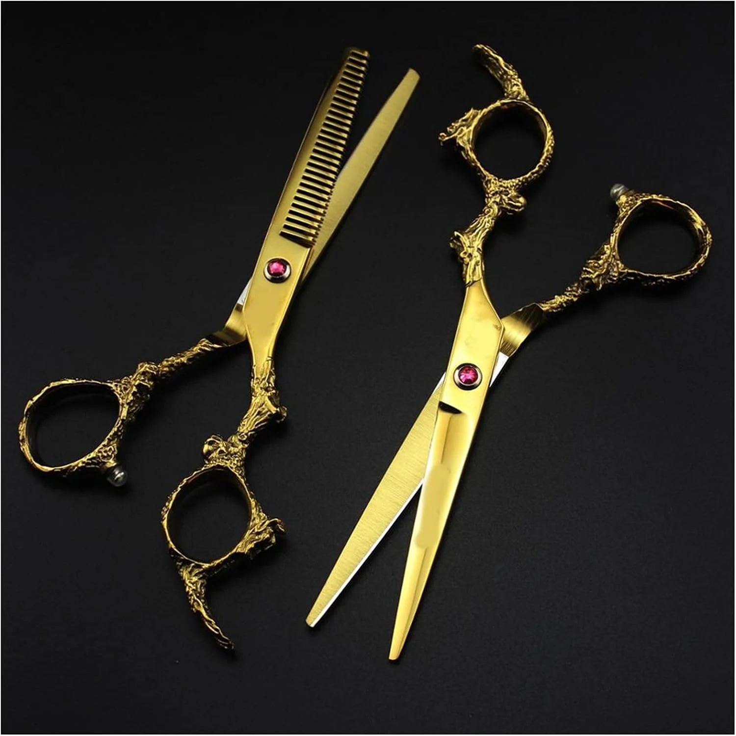 قیچی آرایشگری FURLOU، ست قیچی آرایشگری طلایی 6 اینچی، قیچی آرایشگری و قیچی پیتاژ، دسته اژدها، قیچی آرایشگری تزئینی (رنگ: فقط پیتاژ) قیچی آرایشگری FURLOU، ست قیچی آرایشگری طلایی 6 اینچی، قیچی آرایشگری و قیچی پیتاژ، دسته اژدها، قیچی آرایشگری تزئینی (رنگ: فقط پیتاژ)