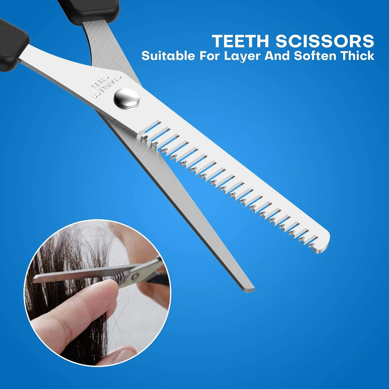 ست قیچی آرایشگری Gezimetie، قیچی های پیتاژ آرایشگری، ست قیچی آرایشگری، قیچی های اصلاح حیوانات خانگی، مناسب برای آرایشگران یا استفاده در منزل - استیل ضد زنگ