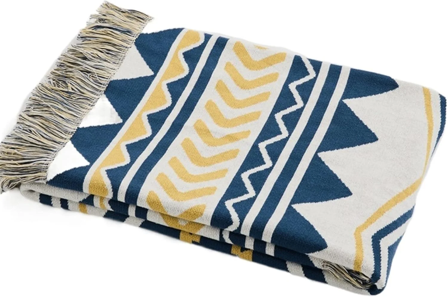 پتوی هندسی UGFVGYTG، پتوی بافتنی پنبه ای نرم و ضخیم با طراحی هندسی، پتوی تزئینی شیک و قابل پوشیدن (Hortel)