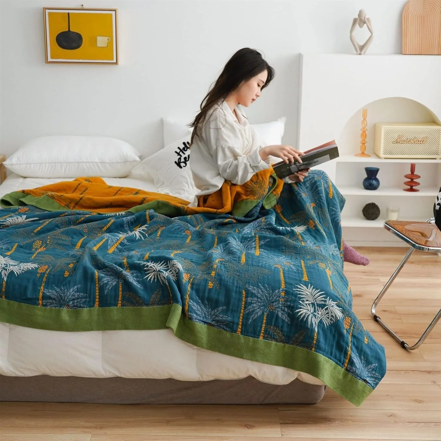 پتو حوله ای UGFVGYTG، پتو نخی، پتوی خنک تابستانی، لحاف یک نفره و دو نفره، پتوی نرم و تزئینی مناسب منزل