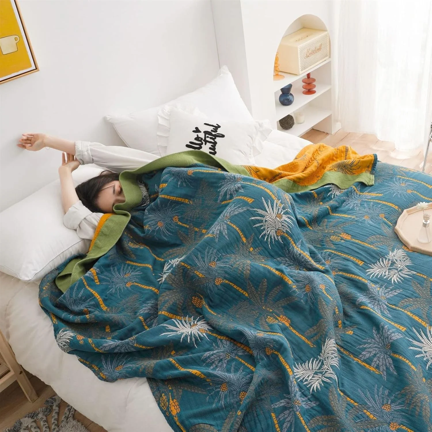 پتو حوله ای UGFVGYTG، پتو نخی، پتوی خنک تابستانی، لحاف یک نفره و دو نفره، پتوی نرم و تزئینی مناسب منزل