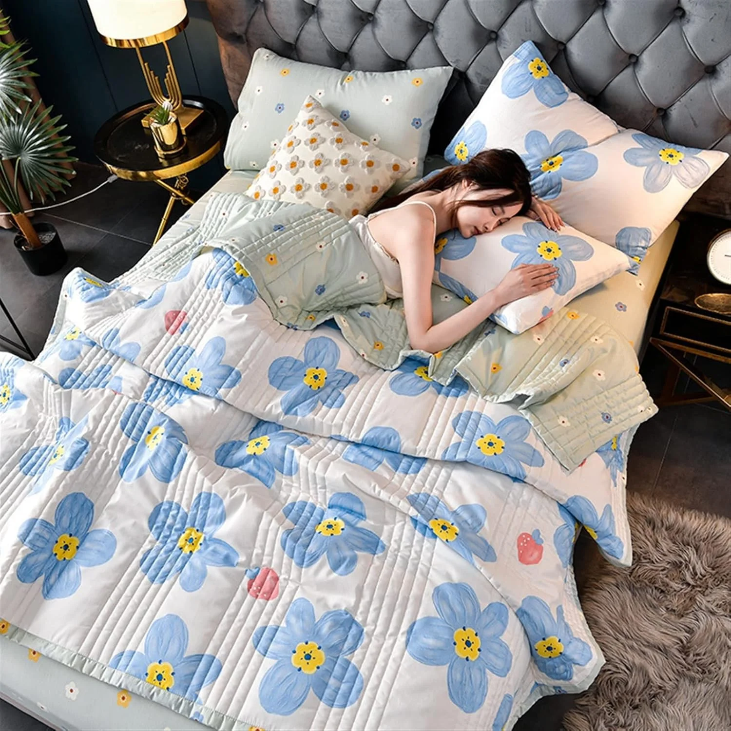UGFVGYTG Blanket Soft PrintedBlanket Polyester Thin Comforter Quilts Office Travel Blankets Bed Blanket Home Decor Blanket