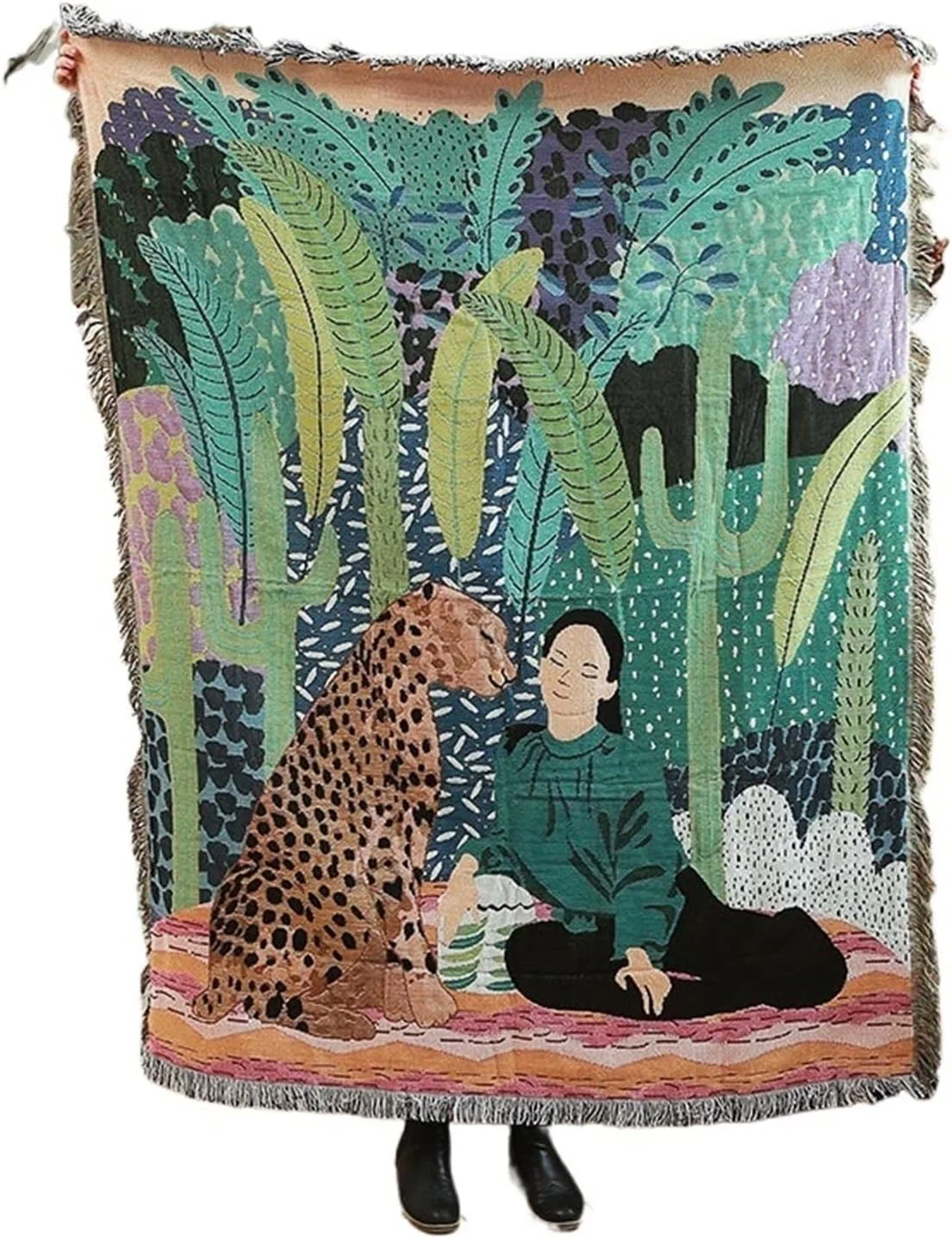 پتو طرح هندسی رنگی UGFVGYTG، پتوی مبل، پتوی آویز تزئینی انتزاعی، فرش دکوراسیون منزل