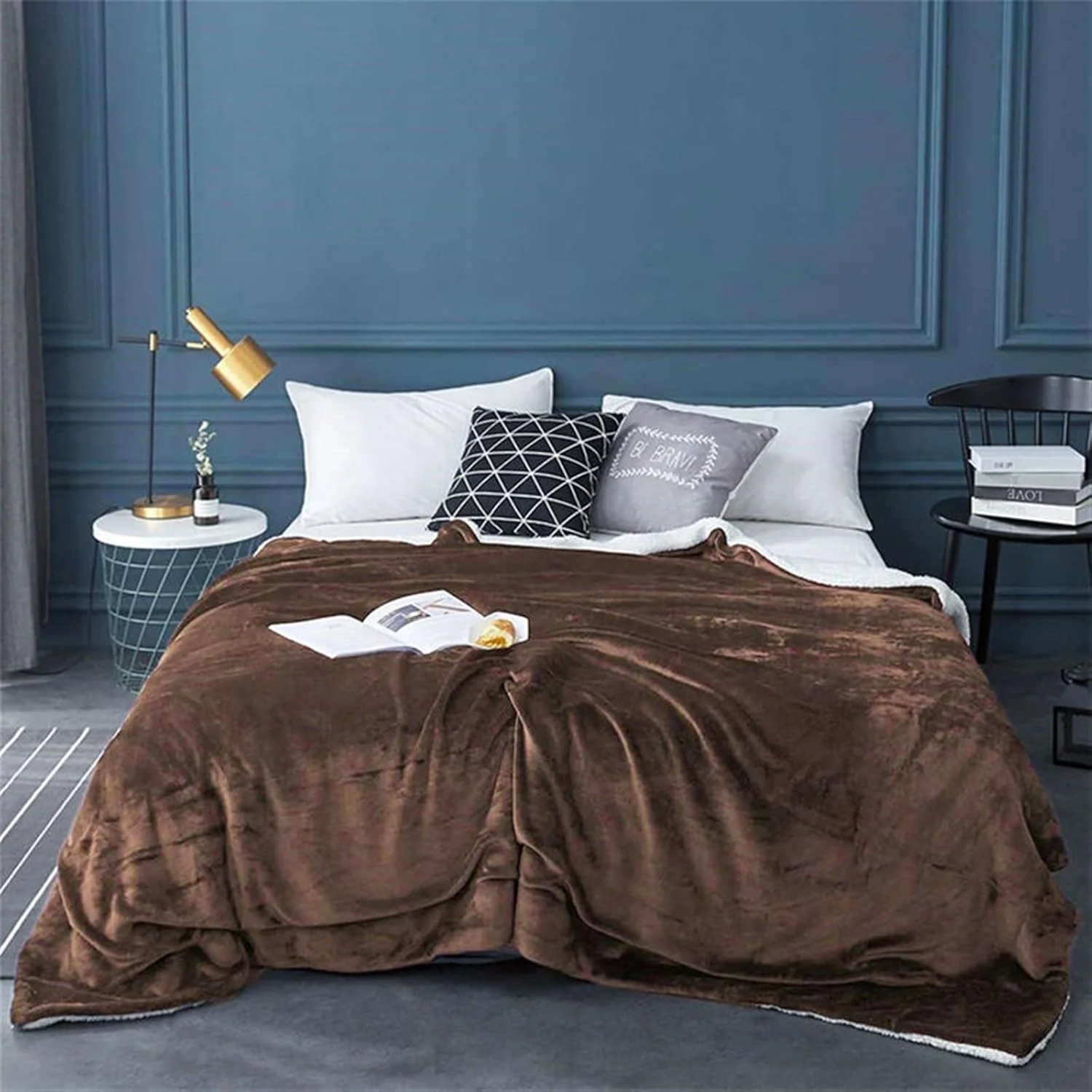 پتو پشمی UGFVGYTG، گرم نگهدارنده، مناسب برای تخت در زمستان، دو رو، سایز کوئین، روکش لحاف، مناسب کمپینگ، رو تختی برای تخت (150x200 سانتی متر (59x78 اینچ))