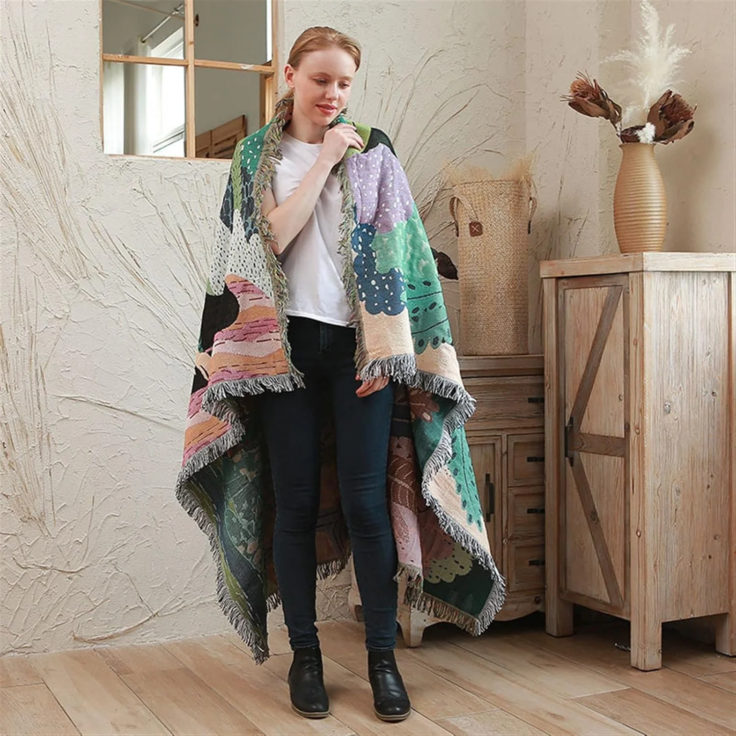 پتو طرح هندسی رنگی UGFVGYTG، پتوی مبل، پتوی آویز تزئینی انتزاعی، فرش دکوراسیون منزل پتو طرح هندسی رنگی UGFVGYTG، پتوی مبل، پتوی آویز تزئینی انتزاعی، فرش دکوراسیون منزل