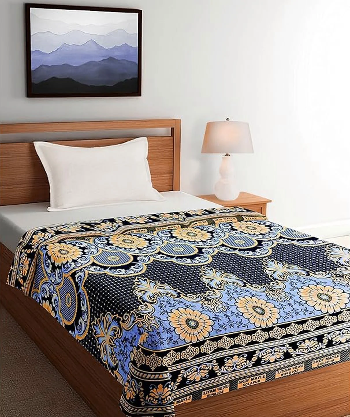 TUNI MANI Solapur Chaddar Cotton Bedsheet/Blanket | Multicolour Floral Design | Size : 60" X 90"inches (5' x 7.5' Feet) | Queen | (Pattern May Vary) (Pack of 4)