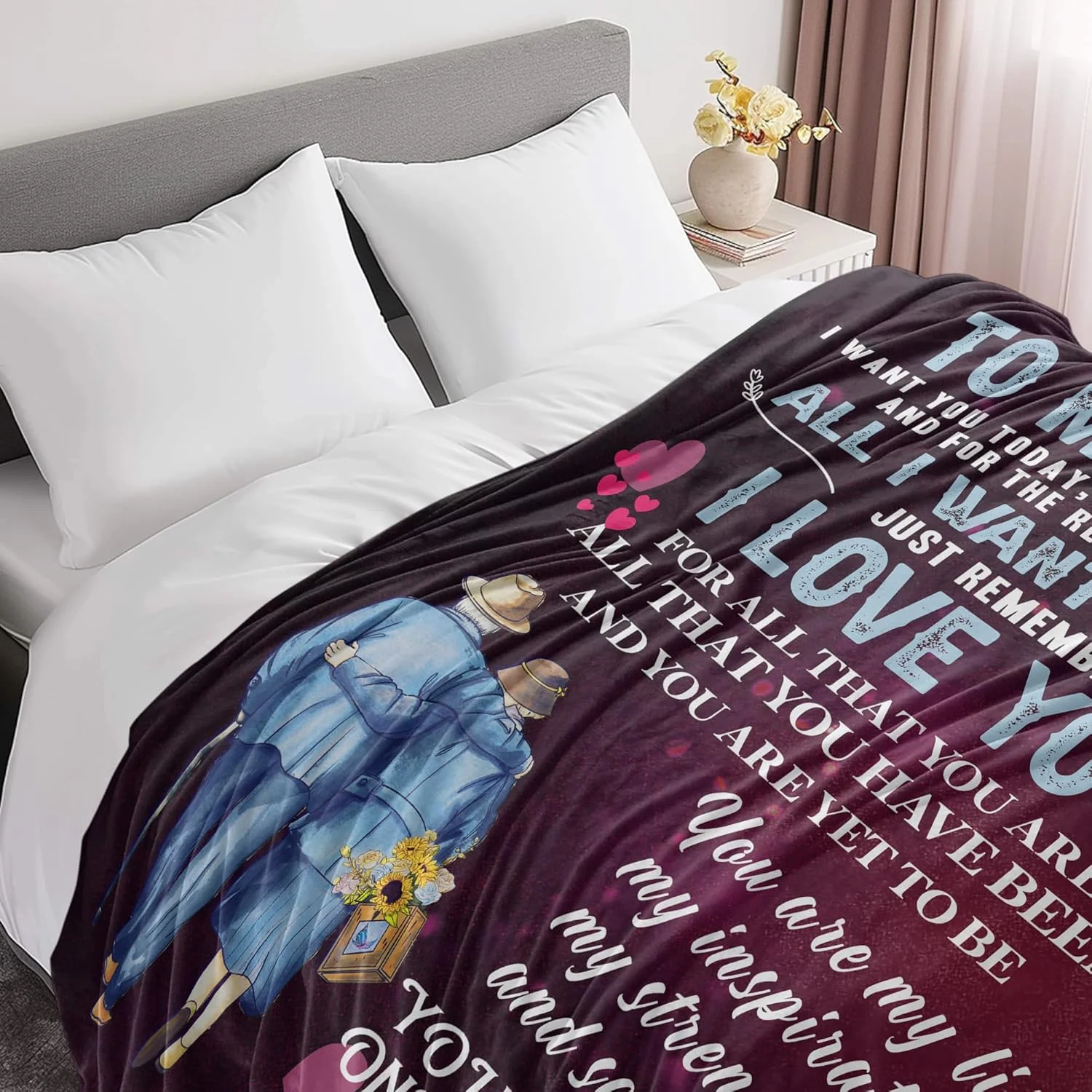 هدیه سالگرد ازدواج رمانتیک UFOORO برای همسر، پتو دوست داشتنی روز مادر برای همسرم، ایده های هدیه تولد محبوب، برای زنان، ولنتاین برای او 140x178 سانتی متر