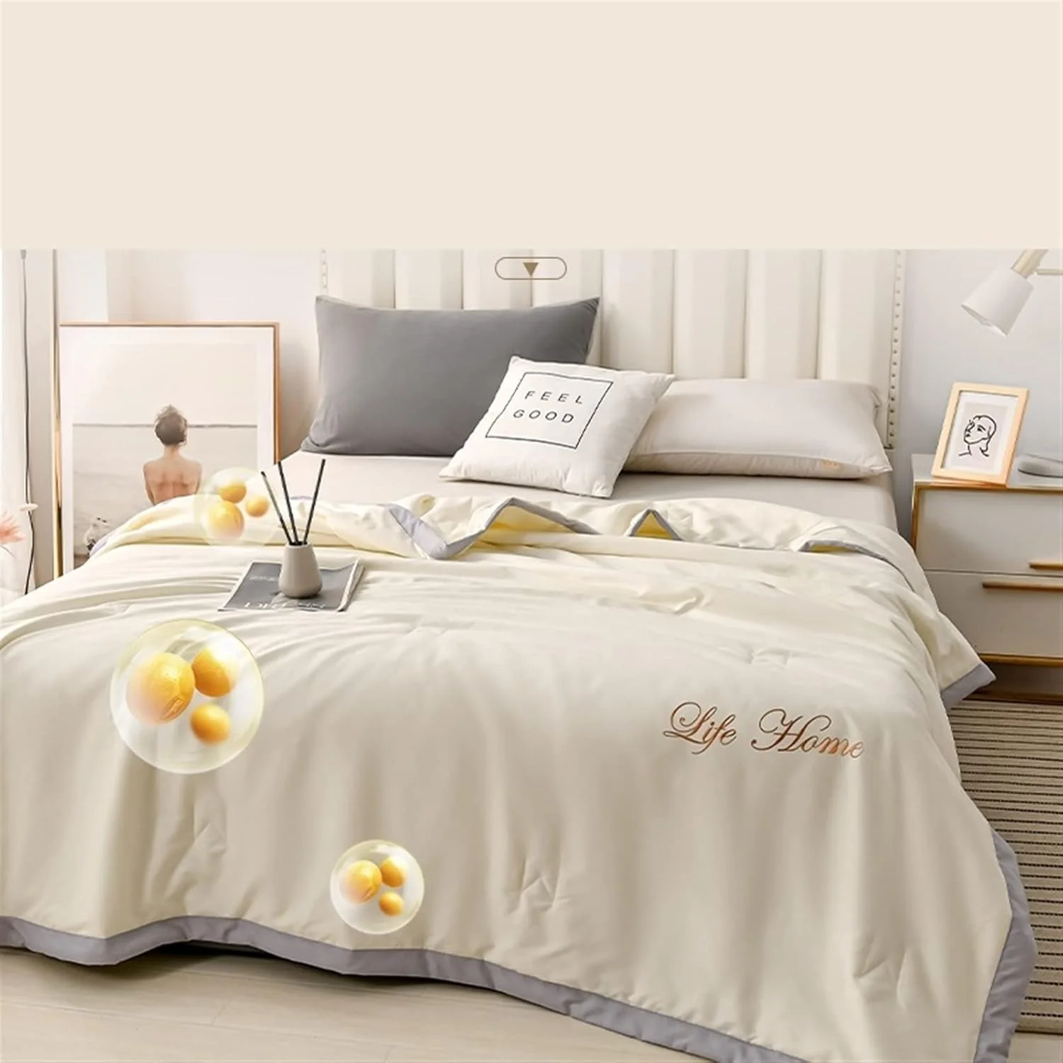 پتو UGFVGYTG، پتو الیاف سویا مناسب بهار، پاییز، زمستان و تابستان، لحاف خنک، لحاف چهار فصل جهانی، پتو روتختی