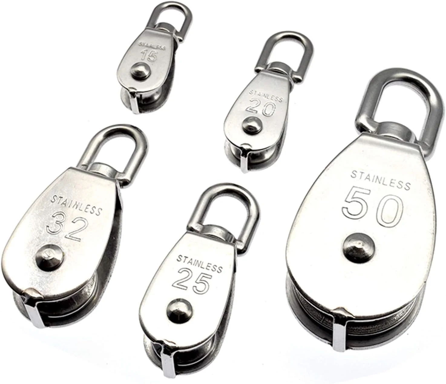 قرقره استیل ضد زنگ SJHDKLW مدل M15/M20 M25 M32 تک چرخ گردان مجموعه قرقره طناب بالابر ابزار چرخ بالابر (M32)