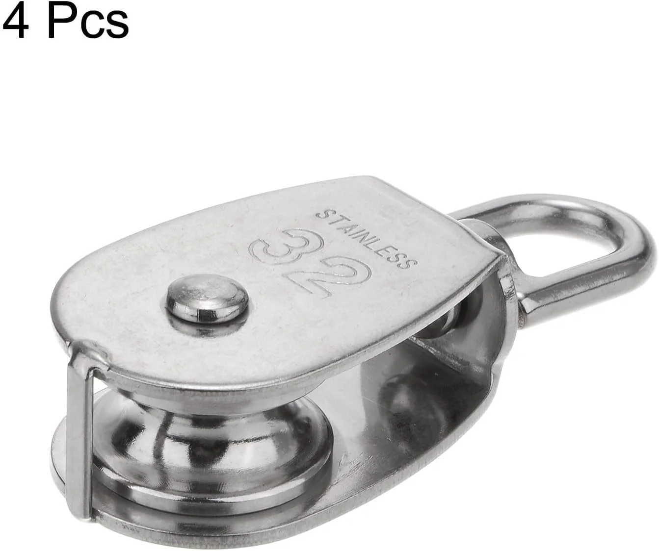 سورسینگ مپ 4 عدد قرقره تکی M32، چرخ بکسل سیم بکسل آویز فولاد ضد زنگ 304، قلاب گردان جرثقیل بالابر، غلتک قرقره کابل طناب