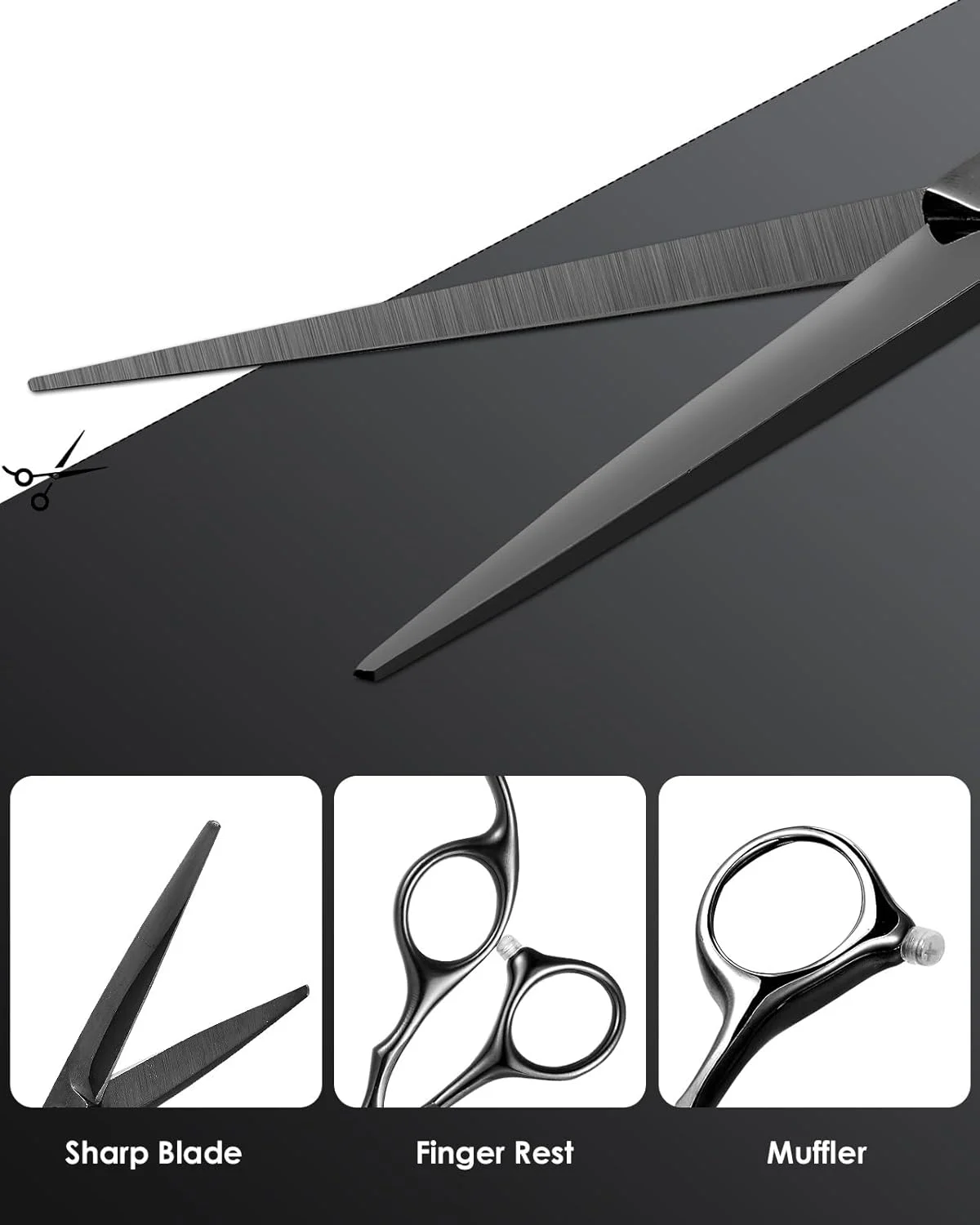 ست قیچی آرایشگری Lictin شامل قیچی کوتاهی مو و قیچی پیتاژ، سایز 6.0 اینچ + جعبه ارائه/باکس + شانه مشکی + شانه پیتاژ + گیره مو مشکی + تنظیم کننده پیچ ست قیچی آرایشگری Lictin شامل قیچی کوتاهی مو و قیچی پیتاژ، سایز 6.0 اینچ + جعبه ارائه/باکس + شانه مشکی + شانه پیتاژ + گیره مو مشکی + تنظیم کننده پیچ