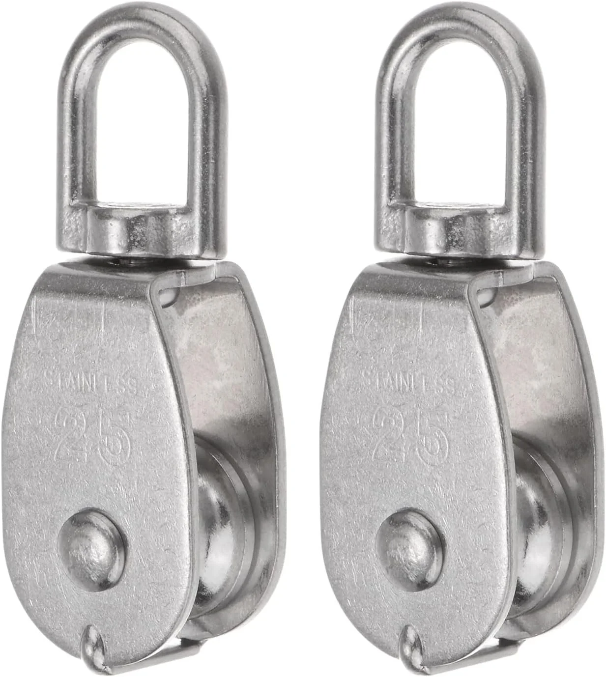 سورسینگ مپ 2 عدد قرقره تکی M25، چرخ بکسل سیم بکسل آویز فولاد ضد زنگ 304، قلاب گردان جرثقیل بالابر، غلتک قرقره کابل طناب