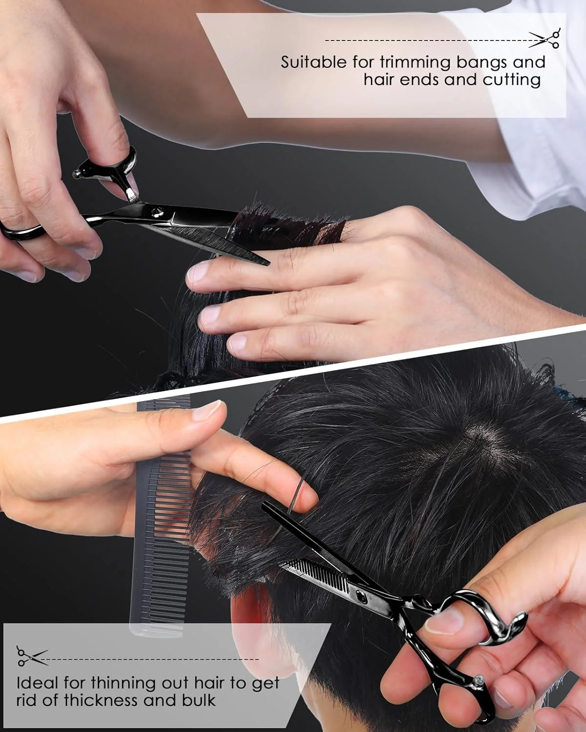 ست قیچی آرایشگری Lictin شامل قیچی کوتاهی مو و قیچی پیتاژ، سایز 6.0 اینچ + جعبه ارائه/باکس + شانه مشکی + شانه پیتاژ + گیره مو مشکی + تنظیم کننده پیچ ست قیچی آرایشگری Lictin شامل قیچی کوتاهی مو و قیچی پیتاژ، سایز 6.0 اینچ + جعبه ارائه/باکس + شانه مشکی + شانه پیتاژ + گیره مو مشکی + تنظیم کننده پیچ