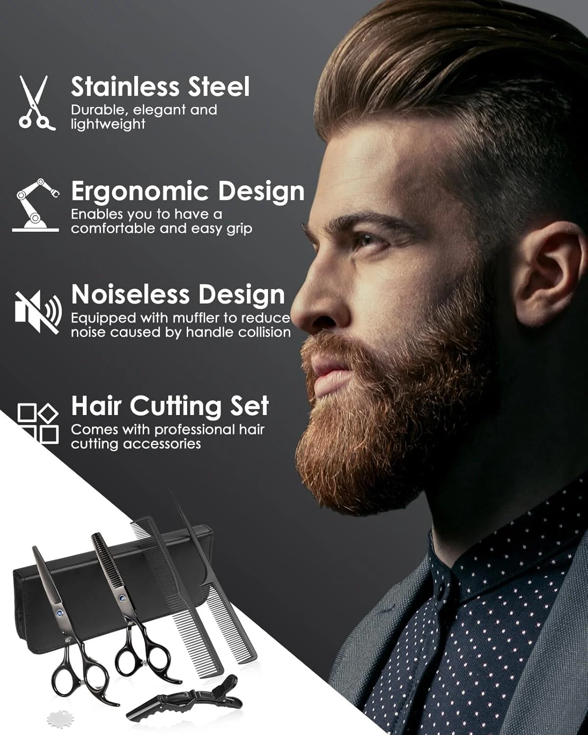 ست قیچی آرایشگری Lictin شامل قیچی کوتاهی مو و قیچی پیتاژ، سایز 6.0 اینچ + جعبه ارائه/باکس + شانه مشکی + شانه پیتاژ + گیره مو مشکی + تنظیم کننده پیچ ست قیچی آرایشگری Lictin شامل قیچی کوتاهی مو و قیچی پیتاژ، سایز 6.0 اینچ + جعبه ارائه/باکس + شانه مشکی + شانه پیتاژ + گیره مو مشکی + تنظیم کننده پیچ