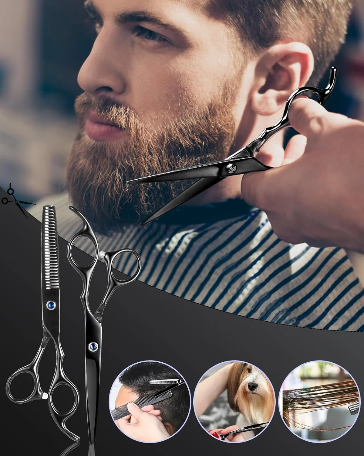 ست قیچی آرایشگری Lictin شامل قیچی کوتاهی مو و قیچی پیتاژ، سایز 6.0 اینچ + جعبه ارائه/باکس + شانه مشکی + شانه پیتاژ + گیره مو مشکی + تنظیم کننده پیچ ست قیچی آرایشگری Lictin شامل قیچی کوتاهی مو و قیچی پیتاژ، سایز 6.0 اینچ + جعبه ارائه/باکس + شانه مشکی + شانه پیتاژ + گیره مو مشکی + تنظیم کننده پیچ