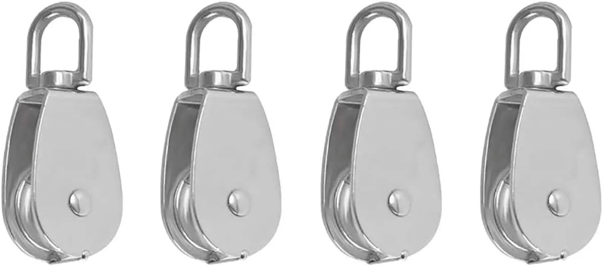 4 عدد قرقره استیل ضد زنگ M15، قرقره تک چرخ گردان بالابر سیم بکسل، بادوام