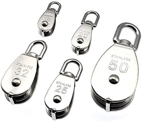 قرقره استیل ضد زنگ M15/M20 M25 M32 M50 تک چرخ گردان مجموعه قرقره طناب بالابر ابزار چرخ بالابر (سایز: M50)