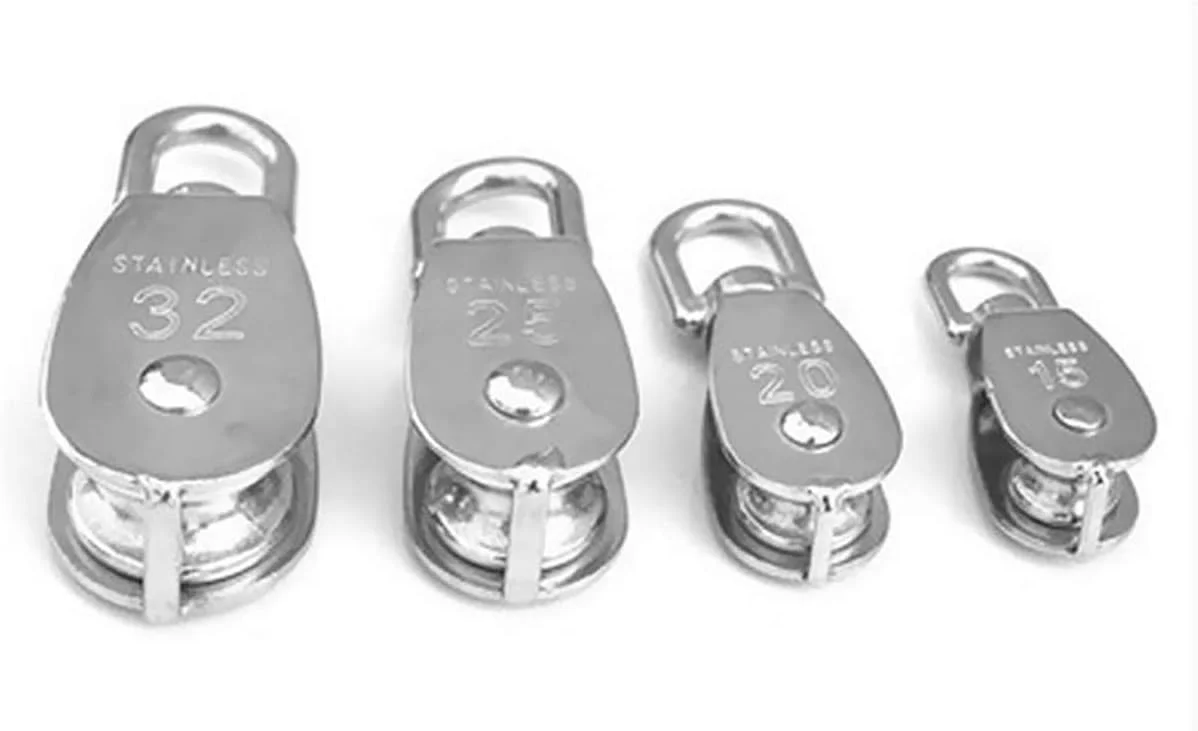 4 عدد قرقره استیل ضد زنگ M15، قرقره تک چرخ گردان بالابر سیم بکسل، بادوام