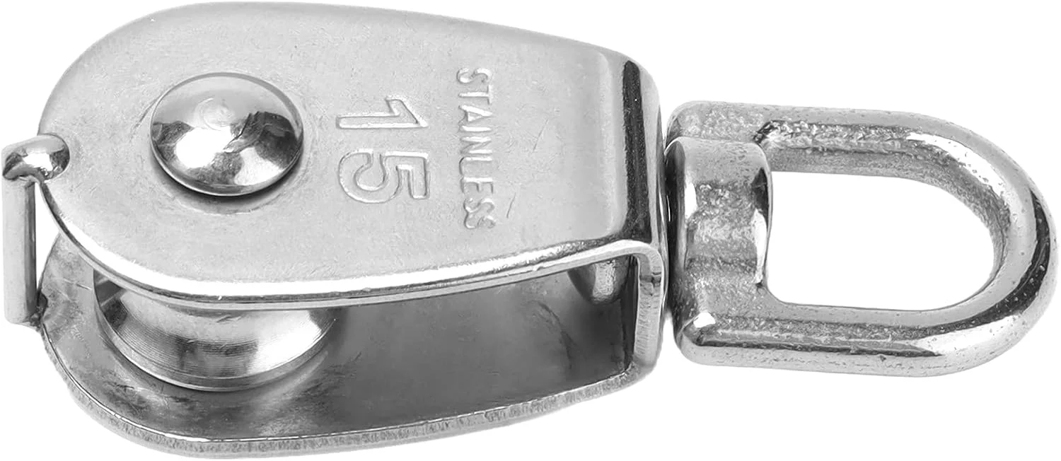 10 عدد قرقره تکی، قرقره جرثقیل استیل ضد زنگ با قابلیت چرخش 360 درجه، قرقره ثابت کشش سیم بکسل، قلاب بالابر، چرخ یدک کش آویز برای آویزان کردن اجسام سنگین