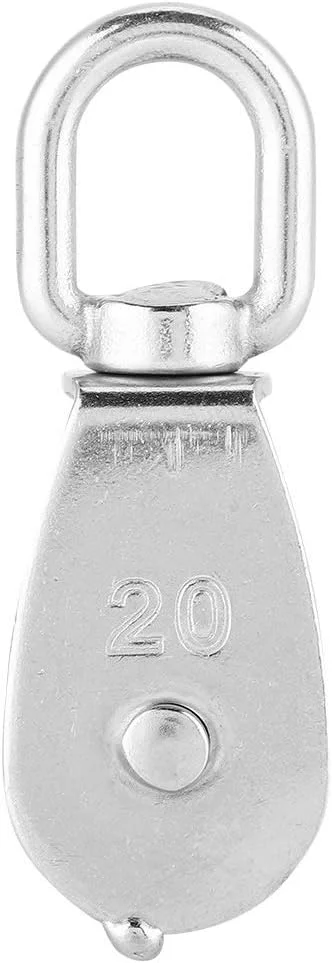 قرقره استیل ضد زنگ، ساخته شده از استیل 304 با انتخاب انعطاف پذیر، پشتیبانی از چرخش 360 درجه، ایده آل برای کشش سیم بکسل فولادی و سایر ابزارهای طناب، کیفیت عالی (m20)