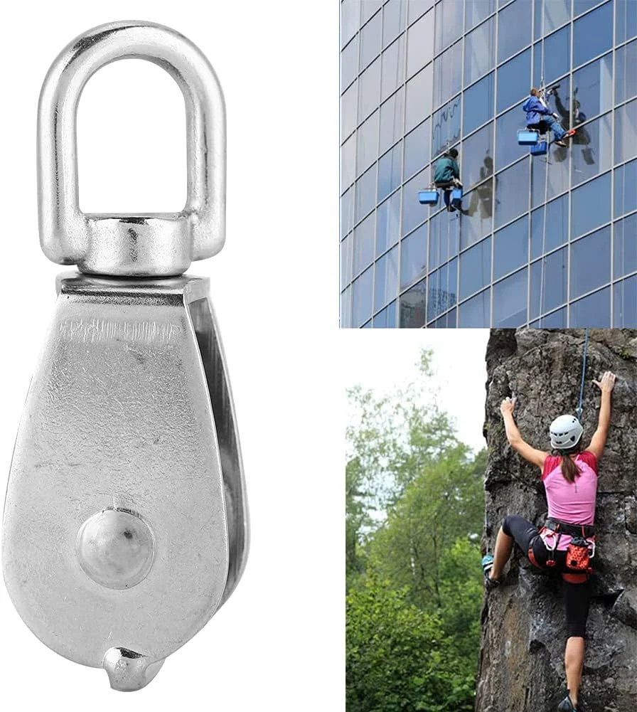 قرقره استیل ضد زنگ، ساخته شده از استیل 304 با انتخاب انعطاف پذیر، پشتیبانی از چرخش 360 درجه، ایده آل برای کشش سیم بکسل فولادی و سایر ابزارهای طناب، کیفیت عالی (m20)