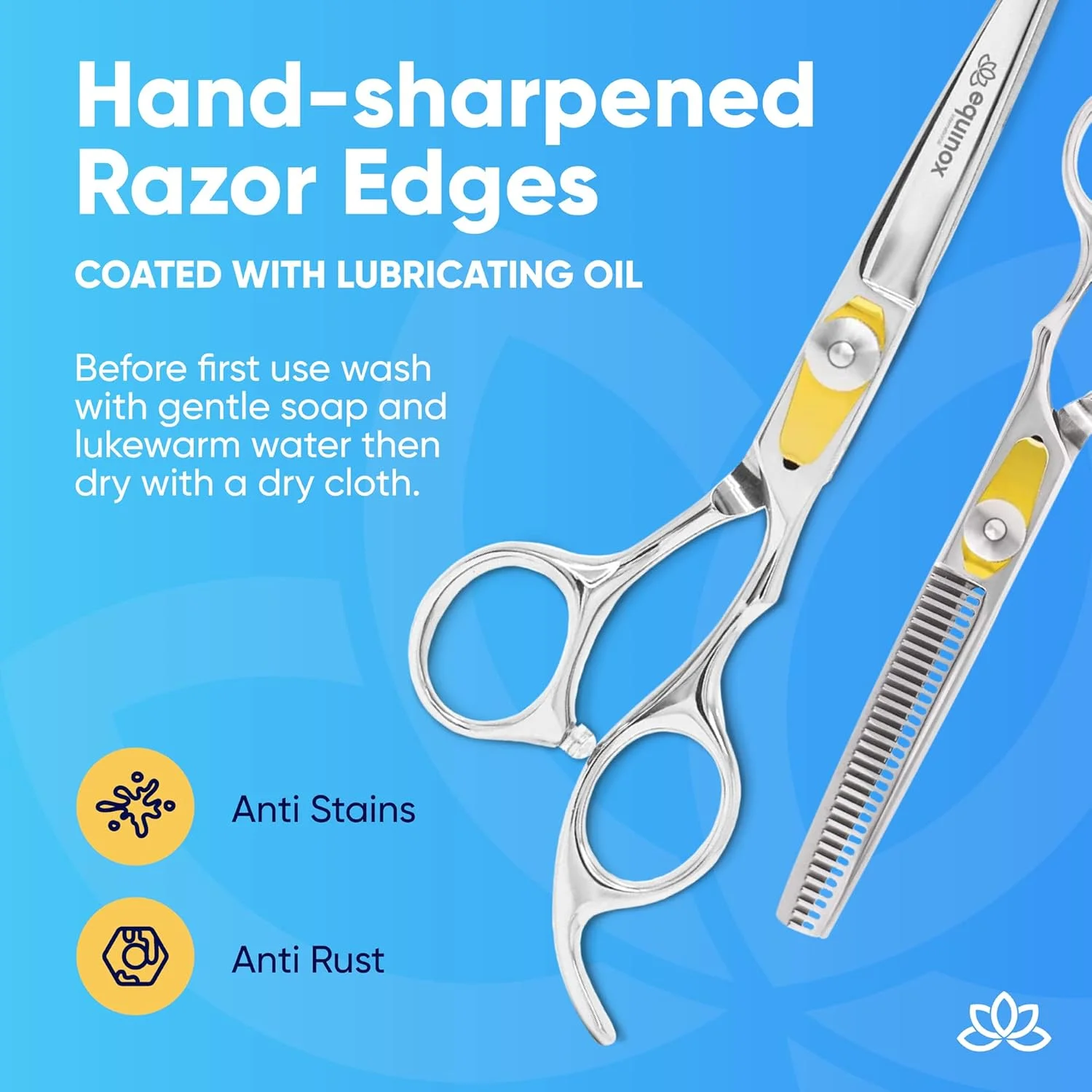 [بسته بندی جدید] قیچی آرایشگری حرفه ای Equinox سری Razor Edge - مجموعه قیچی های آرایشگری و کم حجم کننده/بافت دهنده مو - 6.5 اینچ