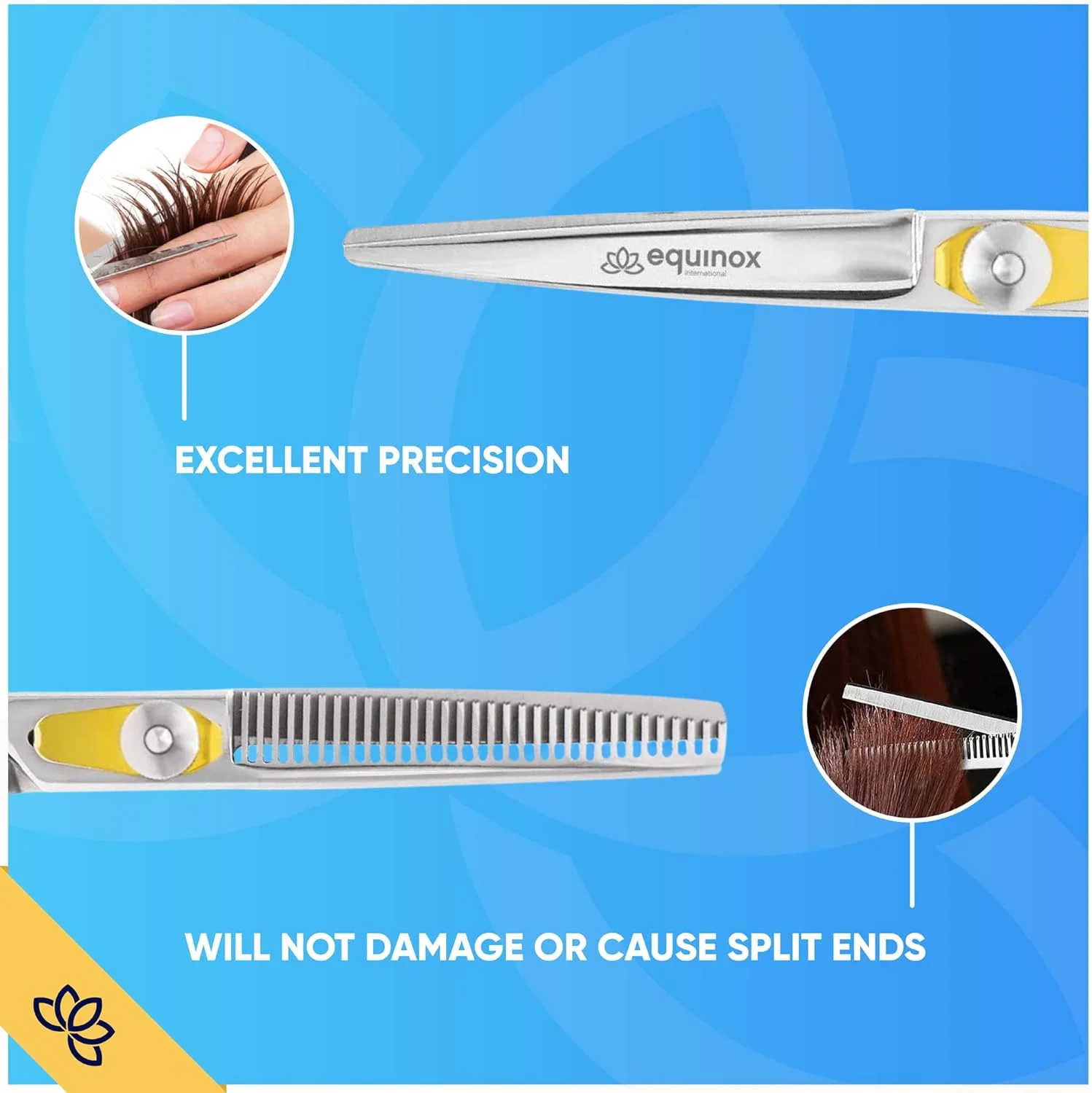 [بسته بندی جدید] قیچی آرایشگری حرفه ای Equinox سری Razor Edge - مجموعه قیچی های آرایشگری و کم حجم کننده/بافت دهنده مو - 6.5 اینچ