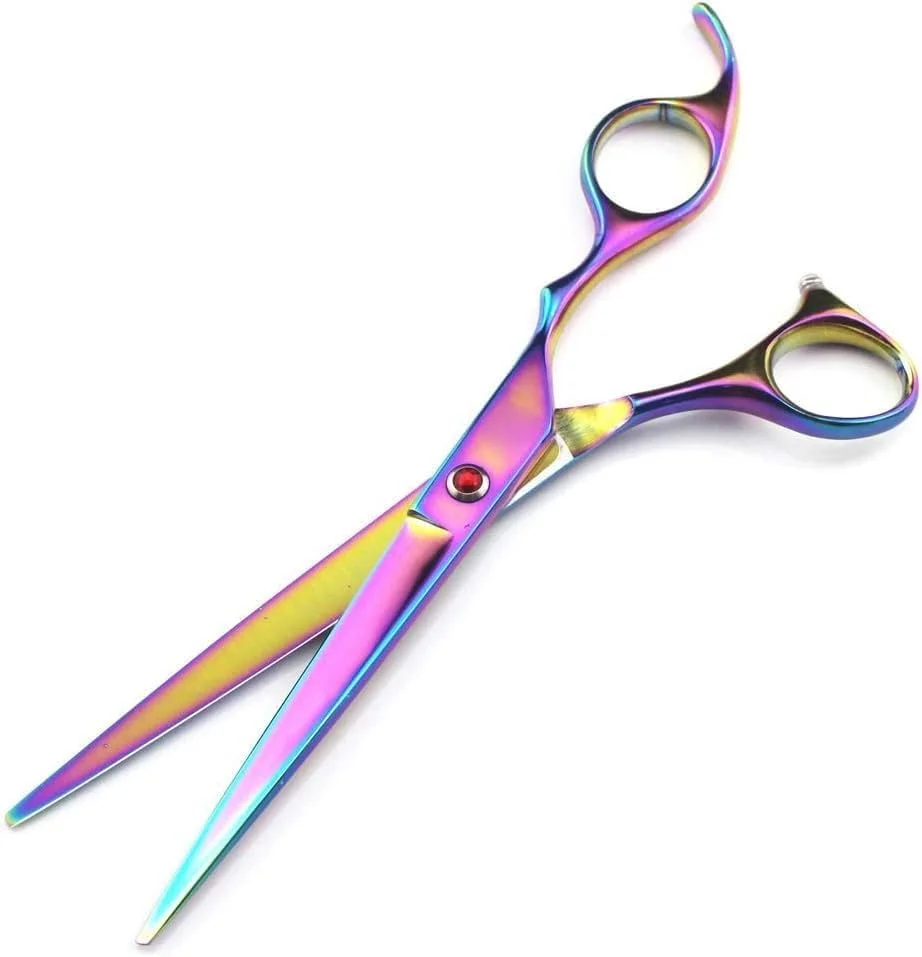 قیچی آرایشگری حرفه ای، قیچی پیرایشگری، قیچی های اصلاح مو، ست 7 اینچی (رنگ: رنگین کمان، اندازه: ست 7 اینچی)