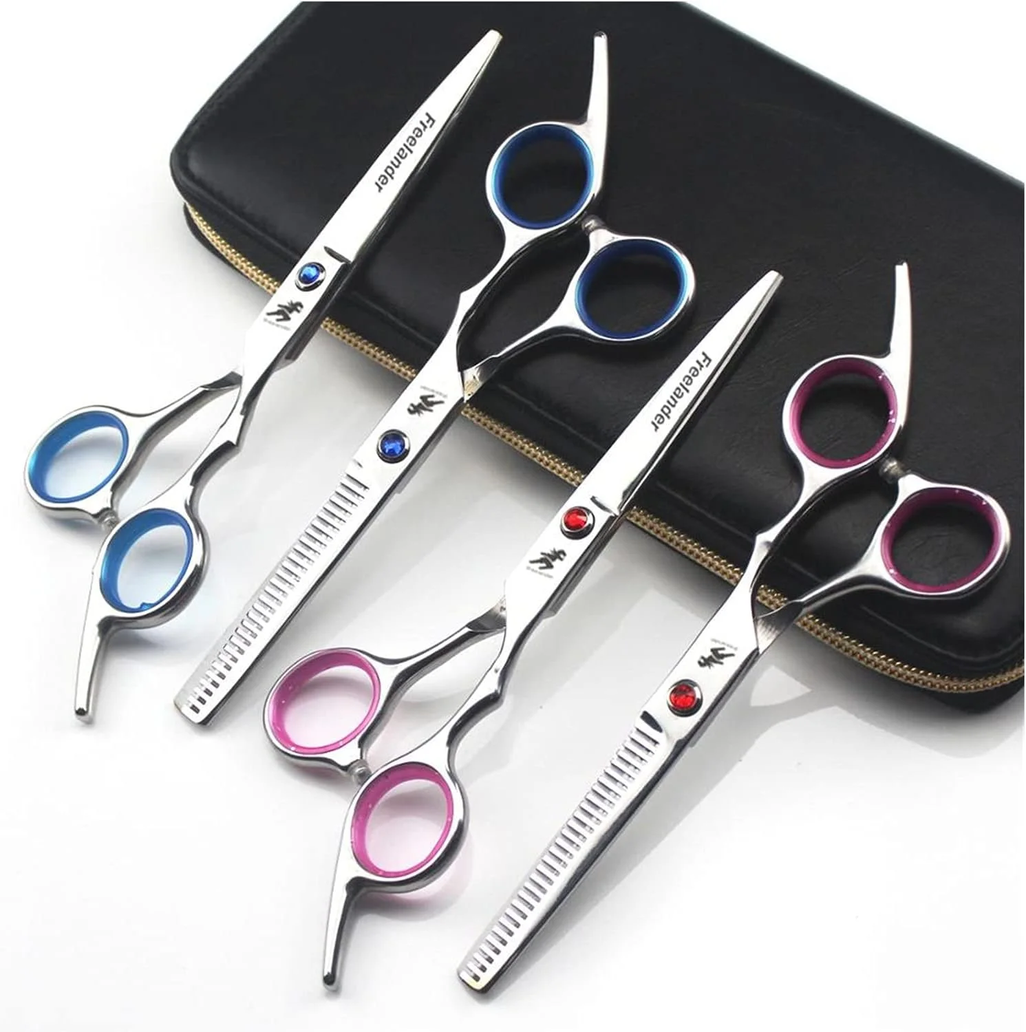 ست حرفه ای 6 اینچی، قیچی حالت دهنده، قیچی آرایشگری، قیچی پیتاژ ابزار آرایشگری (رنگ: پیتاژ صورتی)