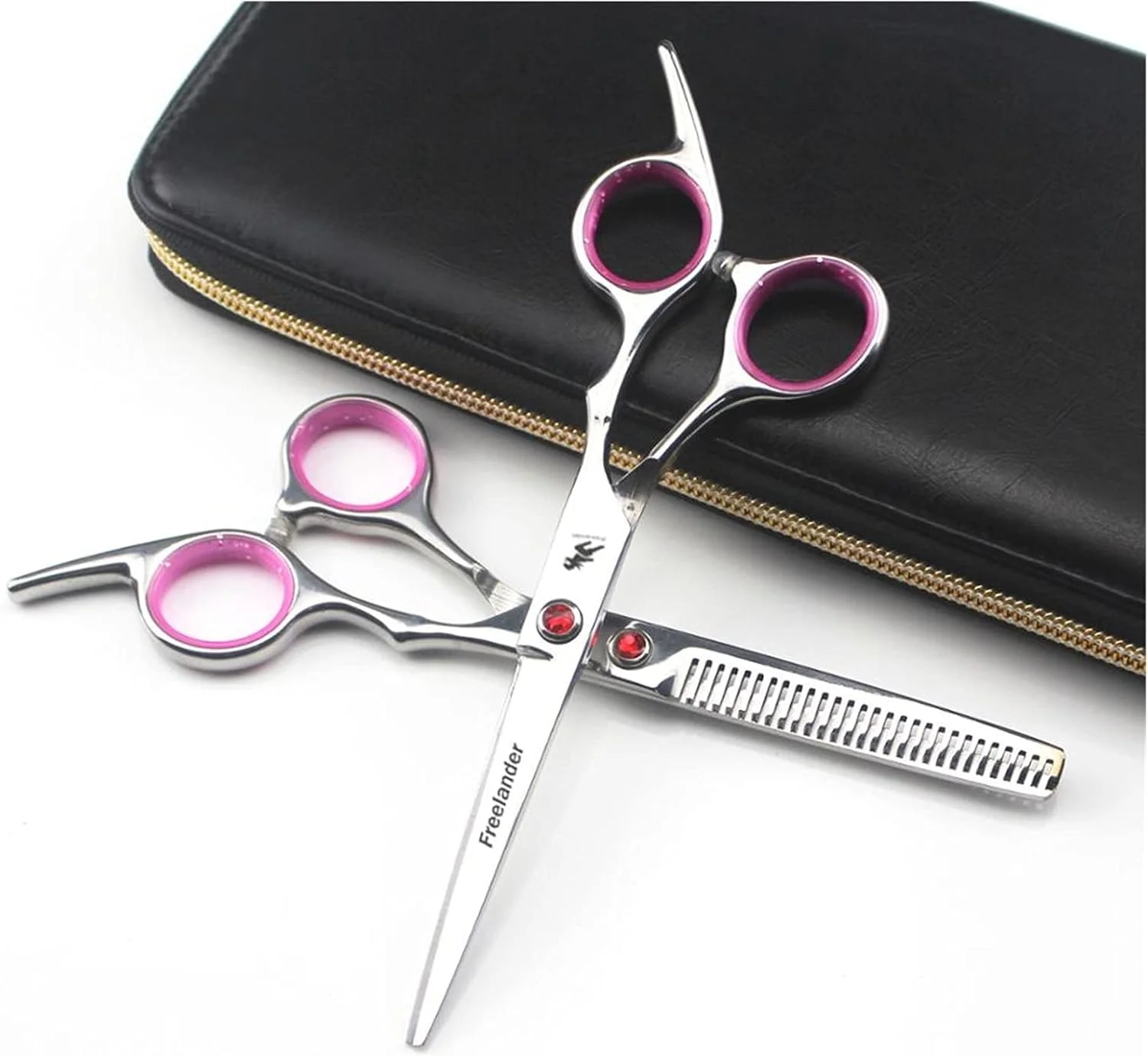 ست حرفه ای 6 اینچی، قیچی حالت دهنده، قیچی آرایشگری، قیچی پیتاژ ابزار آرایشگری (رنگ: پیتاژ صورتی)