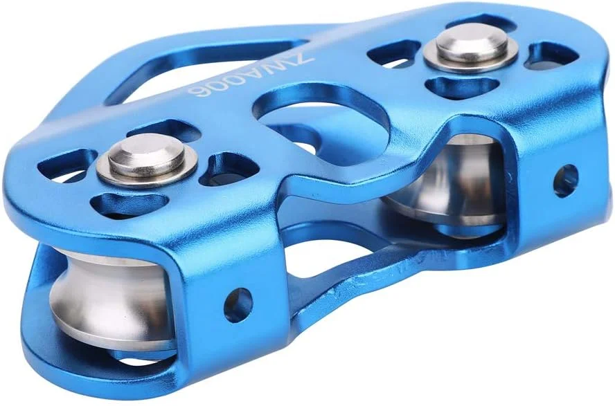 قرقره دوبل استیل ضد زنگ 30KN، ترولی کابل زیپ لاین، تجهیزات نجات صخره نوردی در فضای باز، کار در ارتفاع