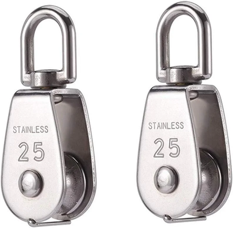 ست قرقره استوکلا شامل 2 عدد قرقره تک، ساخته شده از استیل ضد زنگ 304، قرقره M25 با ظرفیت بار قوی، نقره ای، مناسب برای استفاده در داخل و خارج از منزل