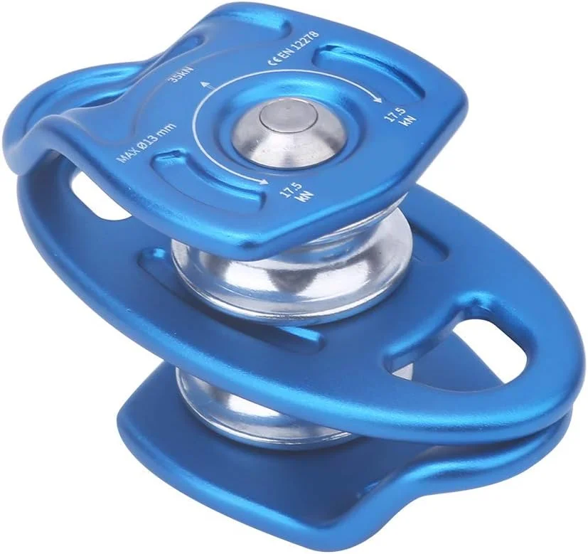 قرقره دوبل چرخشی جانبی، مستحکم، بادوام و با مقاومت بالا برای صخره نوردی، عبور، بالابری و حمل و نقل