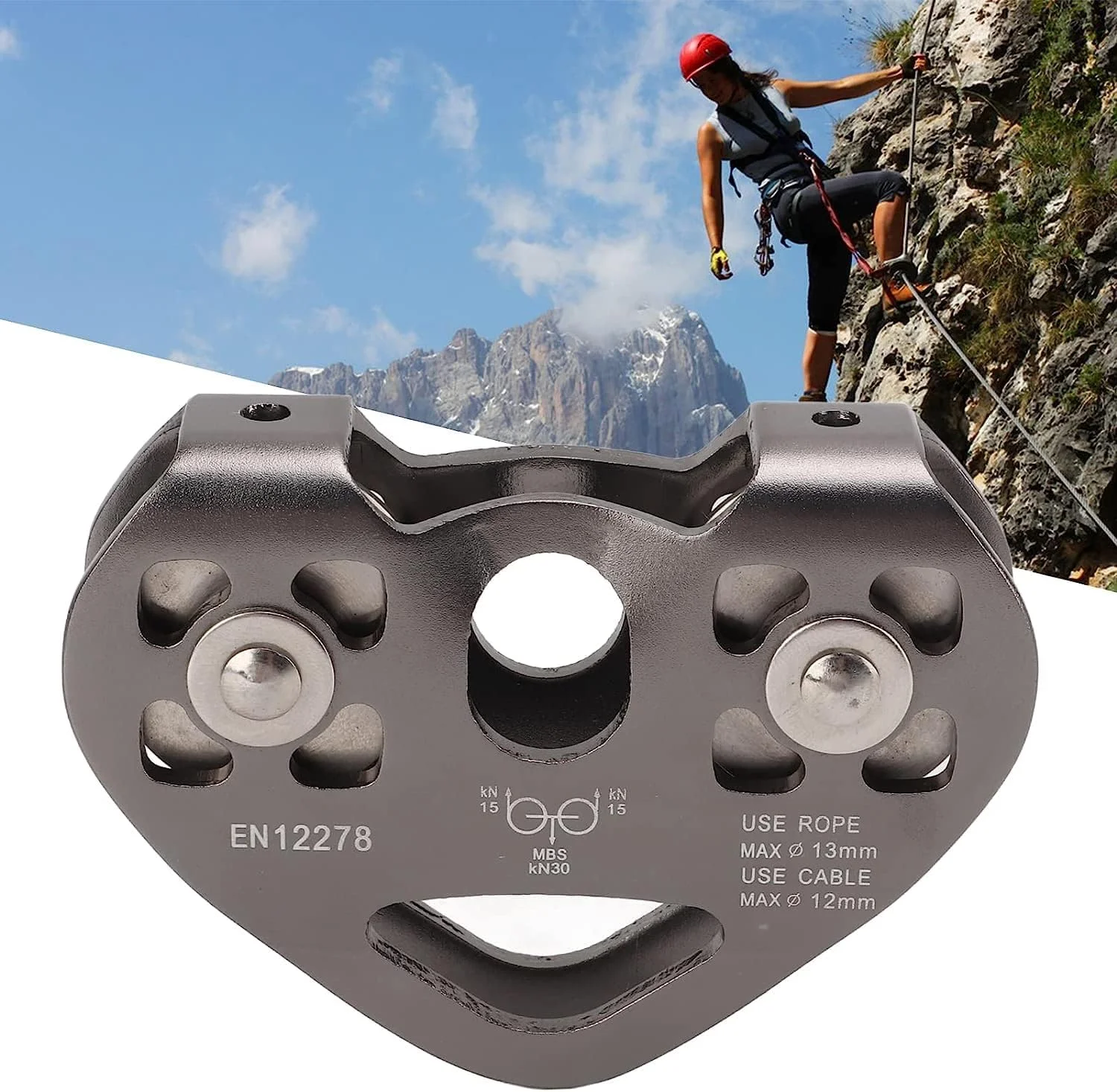 قرقره زیپ لاین، قرقره آلومینیومی دوگانه قابل حمل با استحکام بالا، قرقره های کوهنوردی برای ابزار حمایت