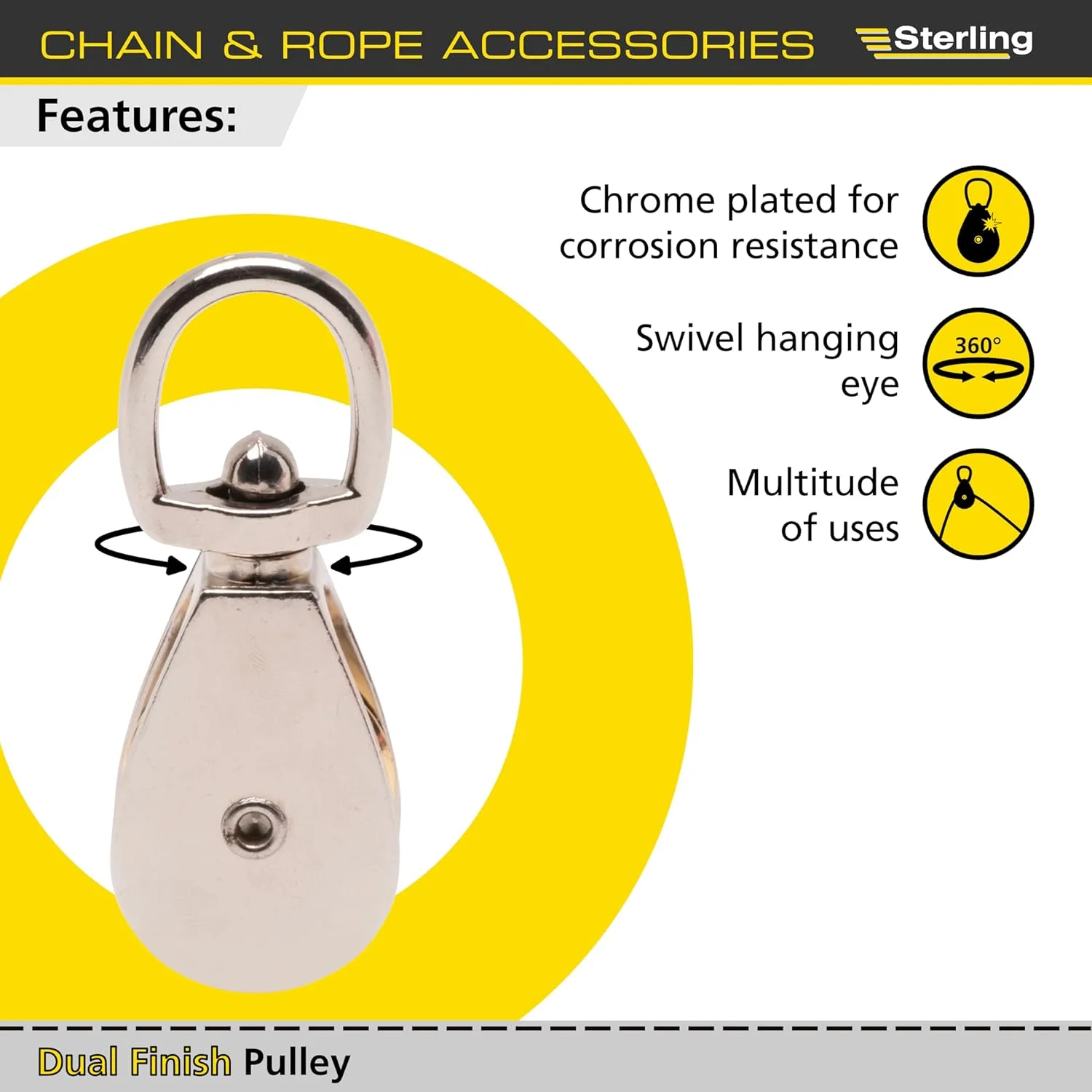 چرخ قرقره تک محور گردان استرلینگ PULZ8، نقره ای