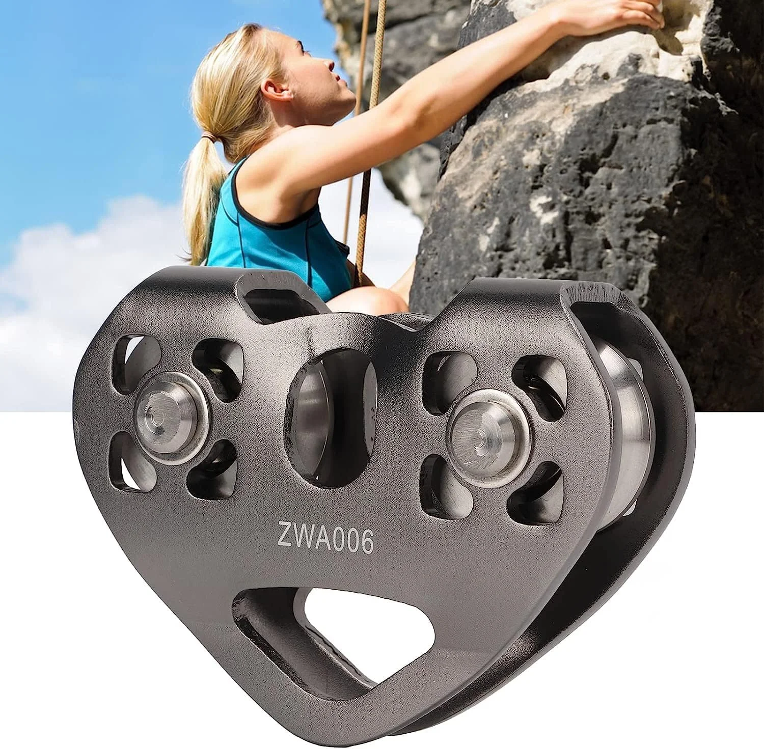 قرقره زیپ لاین، قرقره آلومینیومی دوگانه قابل حمل با استحکام بالا، قرقره های کوهنوردی برای ابزار حمایت