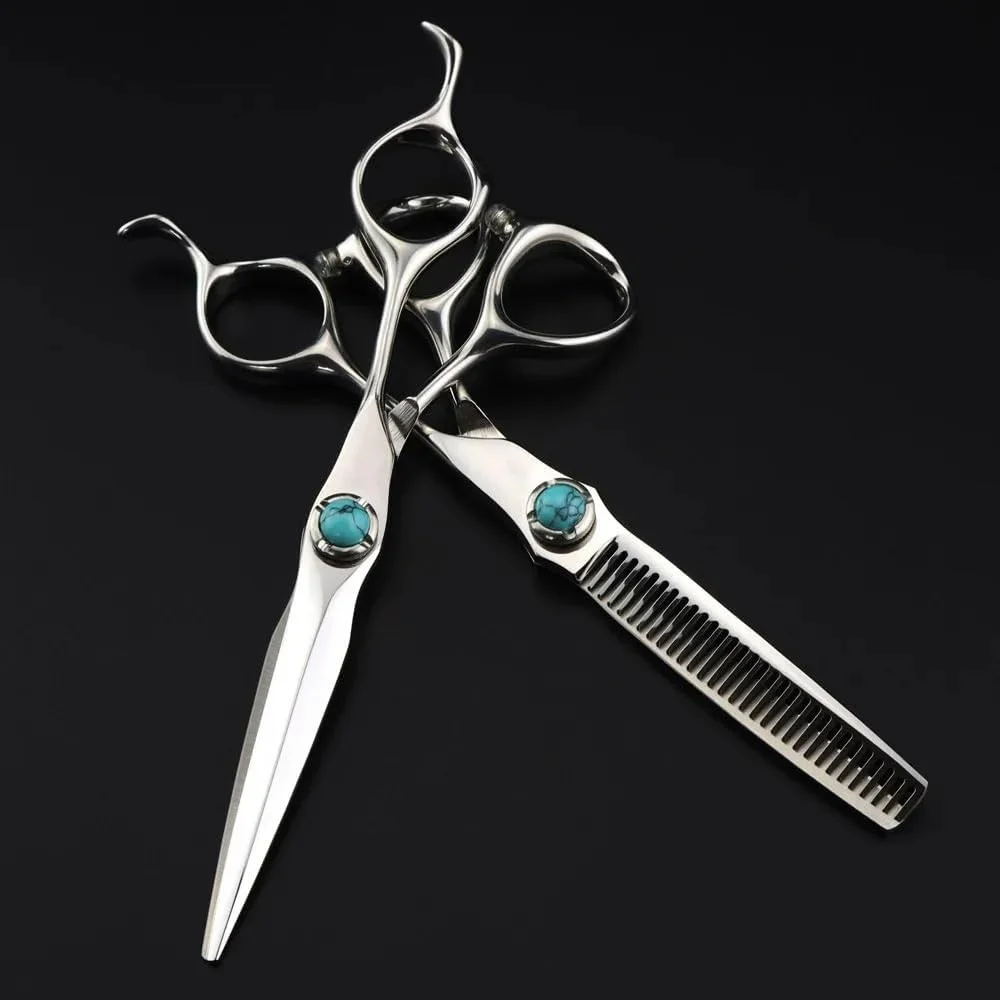 قیچی آرایشگری مو، 6 اینچ فولاد حرفه ای Jp440C فیروزه ای، قیچی مو، قیچی اصلاح مو، قیچی آرایشگری، قیچی پیتاژ - B، ست - B قیچی آرایشگری مو، 6 اینچ فولاد حرفه ای Jp440C فیروزه ای، قیچی مو، قیچی اصلاح مو، قیچی آرایشگری، قیچی پیتاژ - B، ست - B