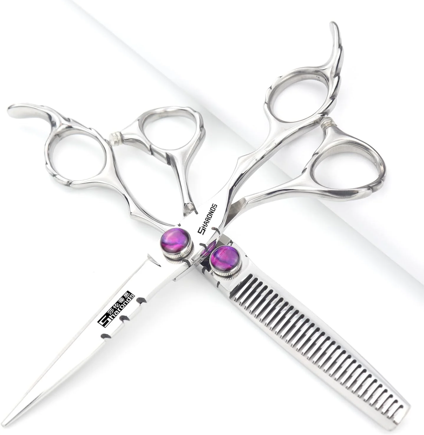 ست قیچی آرایشگری شاروندز، قیچی مو، قیچی پیتاژ، مشکی، 6 اینچ، فولاد 440C (ست 2/3/4 تکه) (6 اینچ، 2 تکه-D) ست قیچی آرایشگری شاروندز، قیچی مو، قیچی پیتاژ، مشکی، 6 اینچ، فولاد 440C (ست 2/3/4 تکه) (6 اینچ، 2 تکه-D)