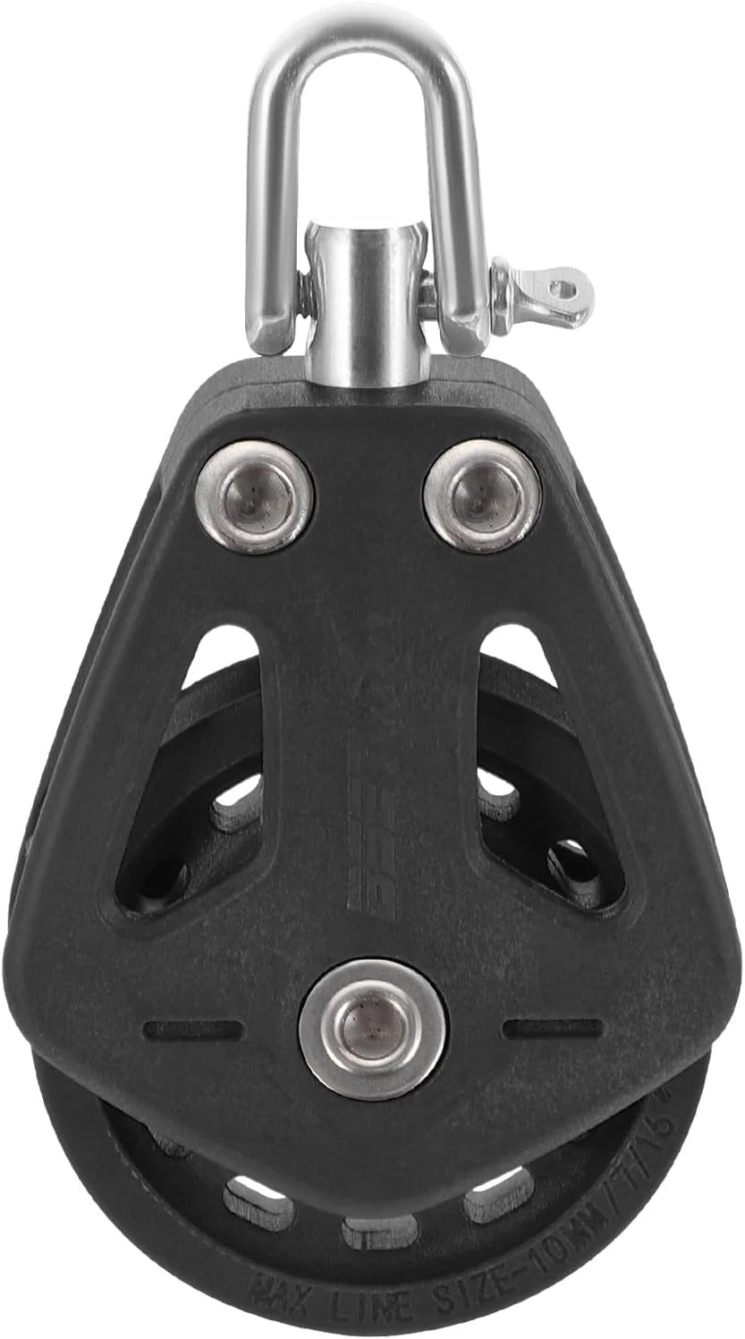 قرقره قایق بادبانی TEHAUX، قرقره جرثقیل نایلونی، بلوک قرقره بالابر، قرقره تکی چرخشی، مشکی