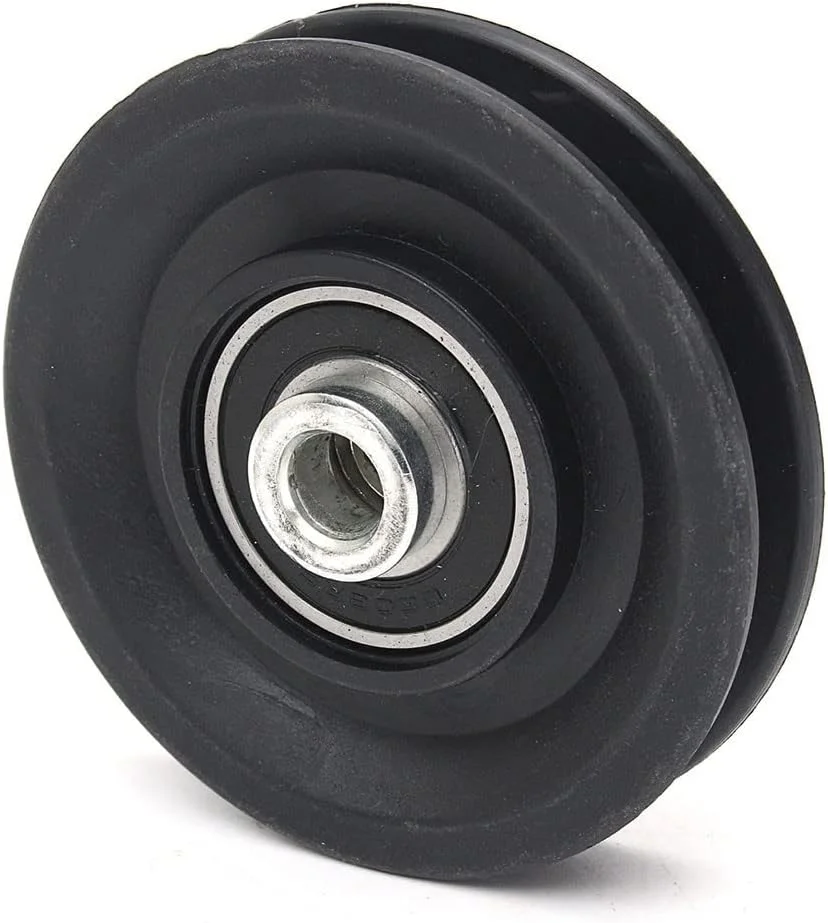 1 عدد قرقره جهانی 3.5 اینچی نایلونی بلبرینگ دار برای تجهیزات بدنسازی کابل، قرقره 90 آهنی متالورژی پودری 3.5 اینچی برای تجهیزات بدنسازی، مشکی