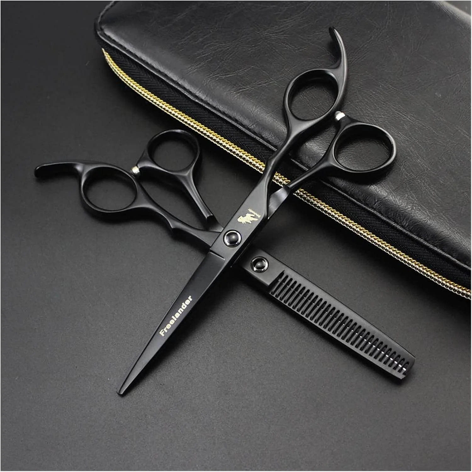 WERTYFF قیچی آرایشگری 6 اینچی مشکی، ابزار حرفه ای پیرایش مو، قیچی های اصلاح و نازک کننده مو، ابزار حالت دهی مو برای مردان، زنان، حیوانات خانگی، کیت پیرایش مو برای منزل و آرایشگاه (فقط نازک کننده)