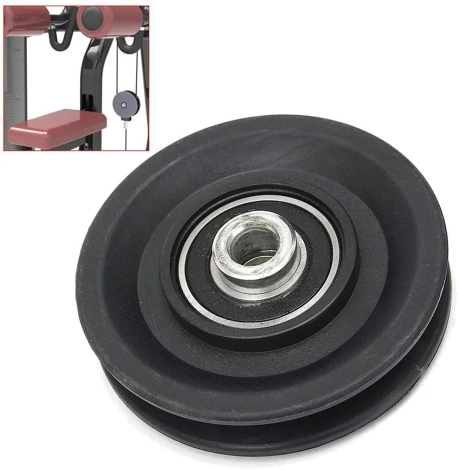 1 عدد قرقره جهانی 3.5 اینچی نایلونی بلبرینگ دار برای تجهیزات بدنسازی کابل، قرقره 90 آهنی متالورژی پودری 3.5 اینچی برای تجهیزات بدنسازی، مشکی