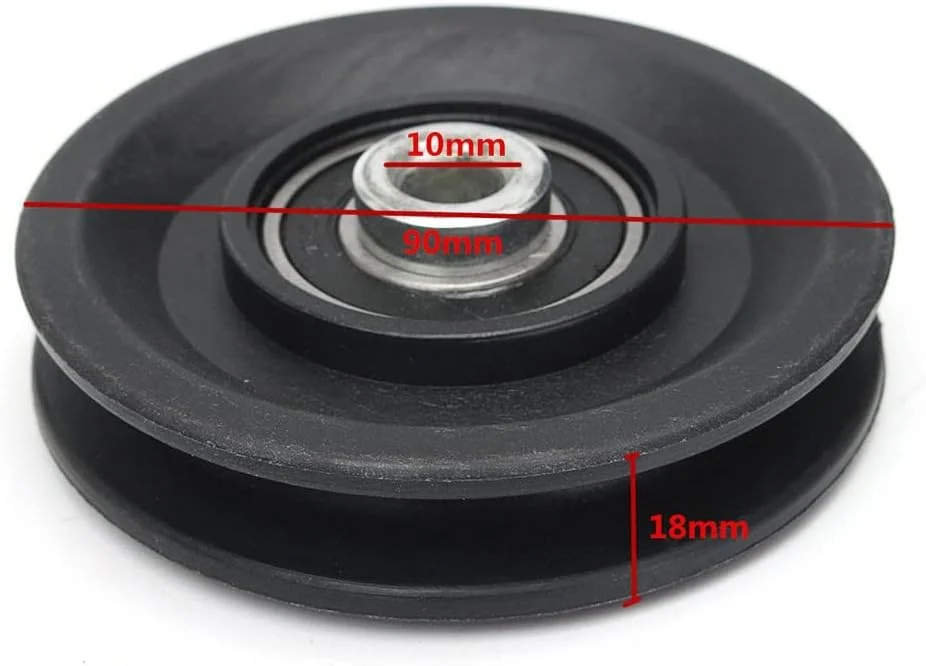 1 عدد قرقره جهانی 3.5 اینچی نایلونی بلبرینگ دار برای تجهیزات بدنسازی کابل، قرقره 90 آهنی متالورژی پودری 3.5 اینچی برای تجهیزات بدنسازی، مشکی