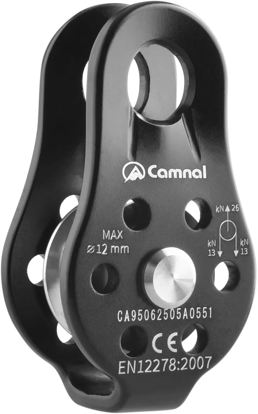 قرقره کوهنوردی TRIWONDER 26kN دارای گواهی CE، قرقره نجات، قرقره تک تسمه آلومینیومی با چشم ثابت برای طناب سنگنوردی (02 26kN - مشکی)