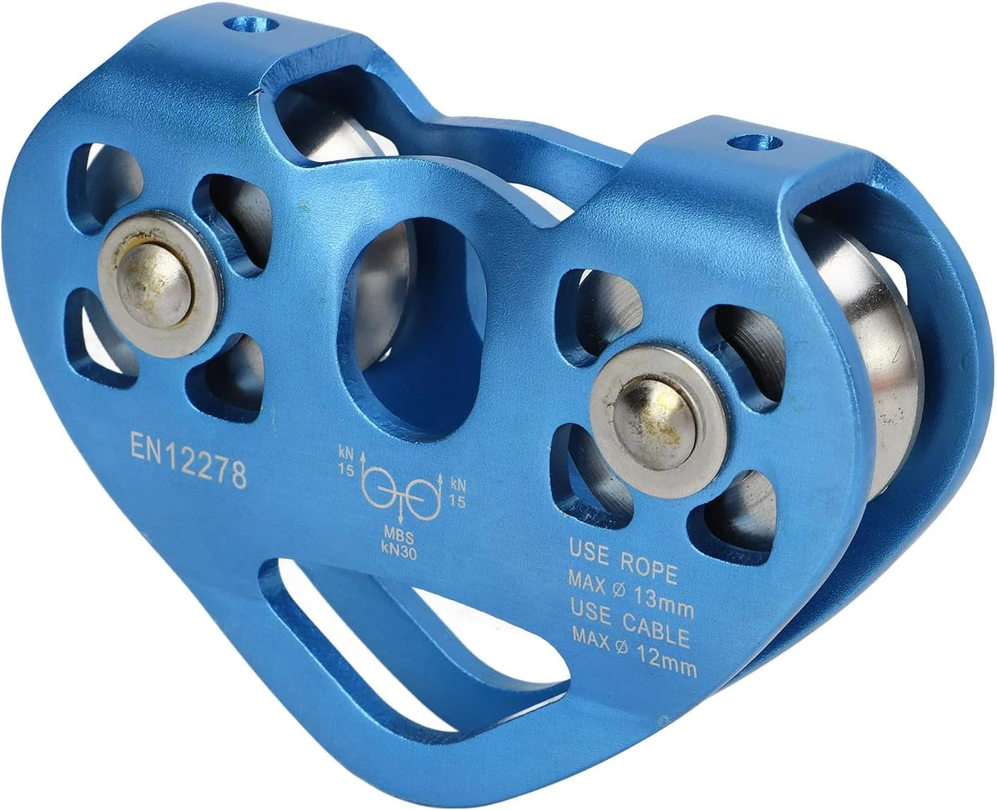 قرقره صعود TUORE، قرقره زیپ لاین دو بلبرینگ 30KN طرح قلب مناسب برای تله کابین (آبی)