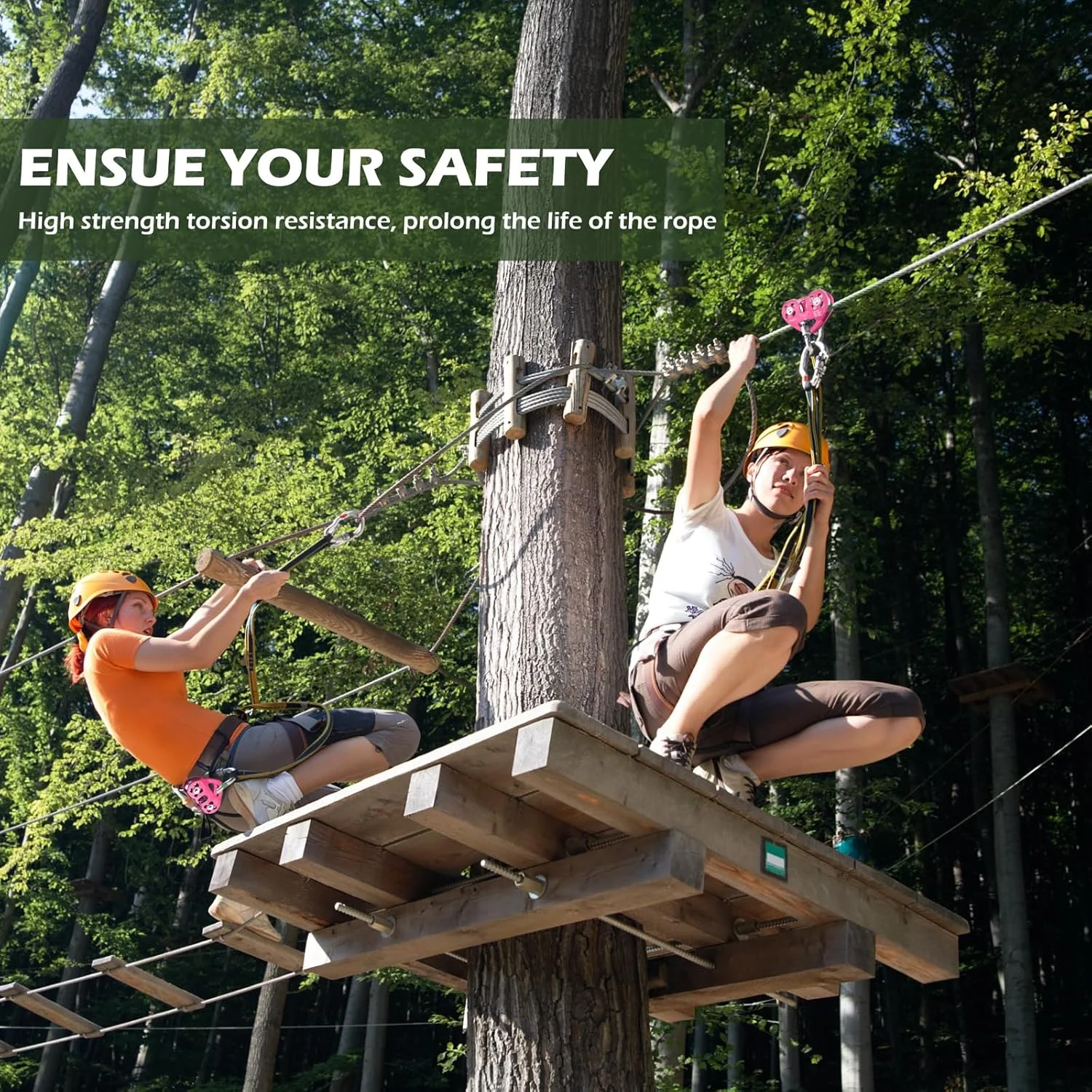 قرقره صعود TRIWONDER 20kN، قرقره نجات، قرقره تک تسمه آلومینیومی با چشم ثابت برای طناب سنگنوردی